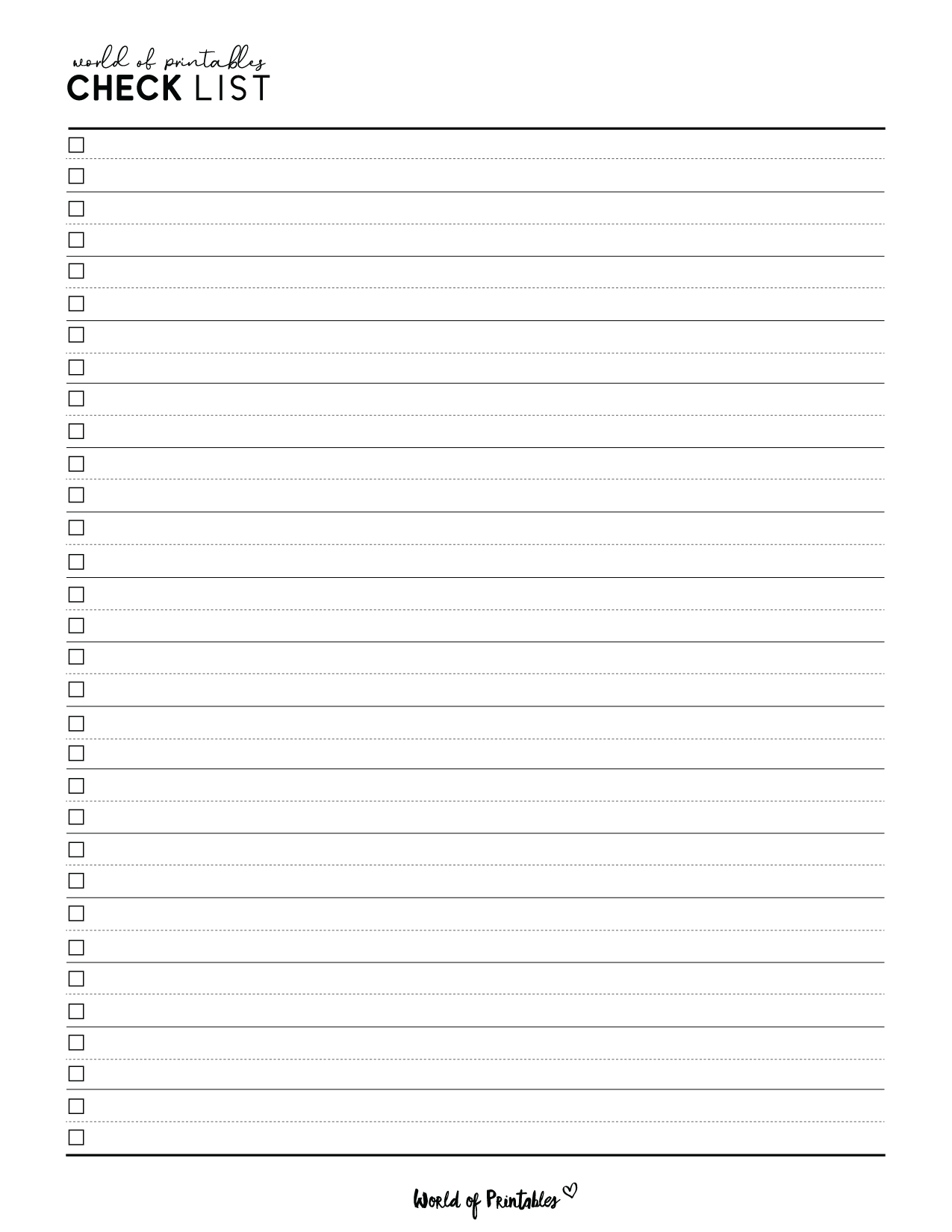 Checklist Template 25 Best Styles World Of Printables