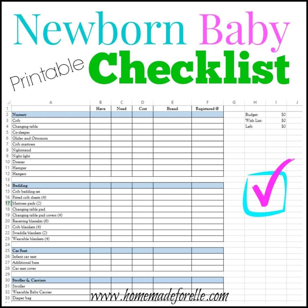 Checklist Template Checklist Of Baby Items To Buy Hospital Bag 