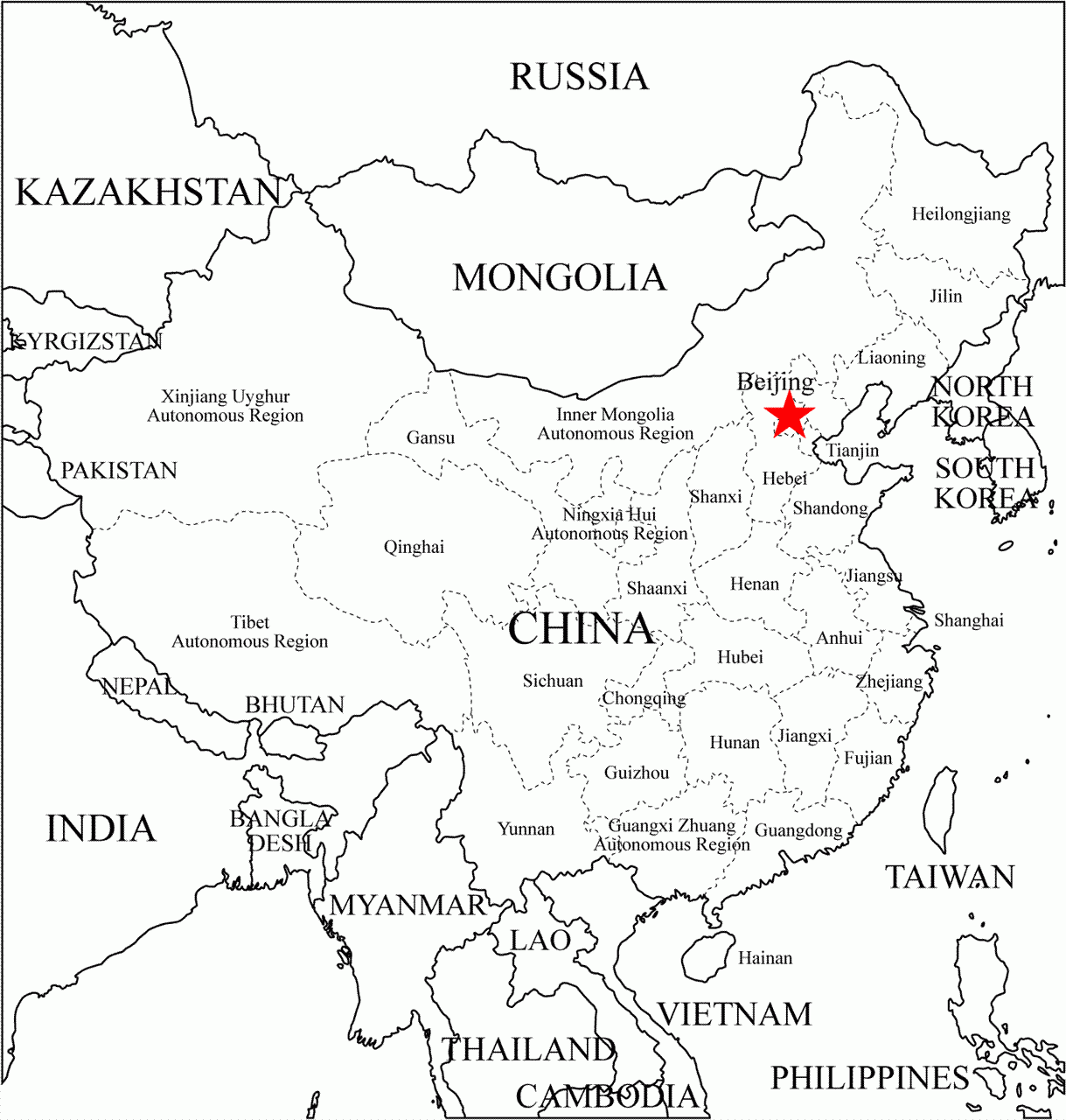 Printable Blank Map Of China
