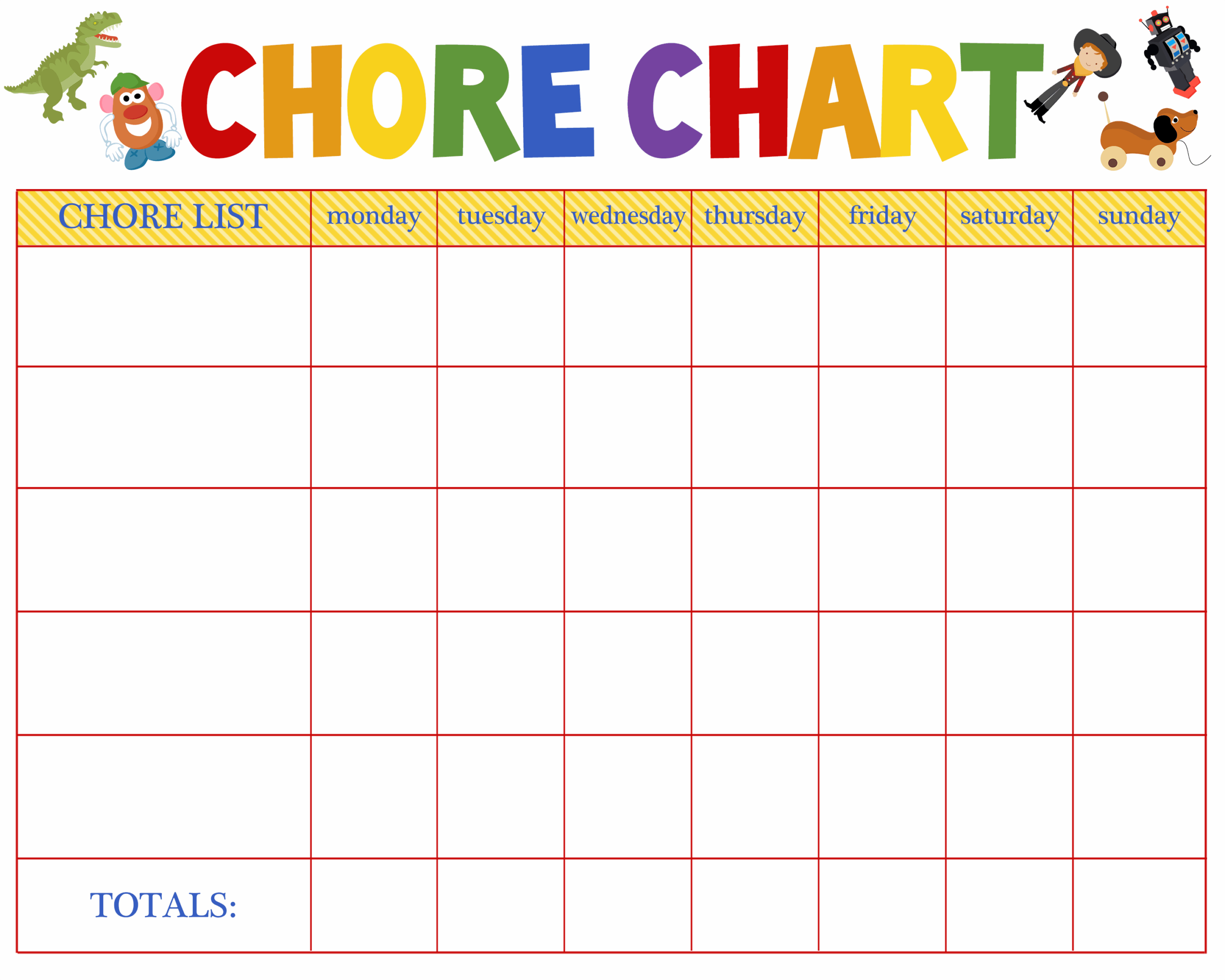 Printable Blank Kids Charts