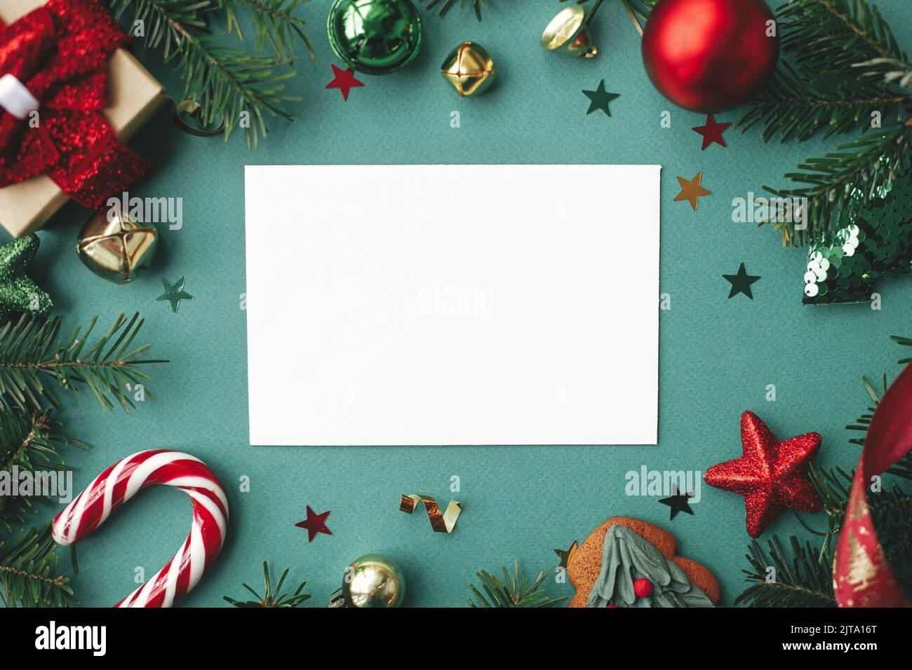 Christmas Card Mock Up Modern Greeting Card Flat Lay With Stylish 