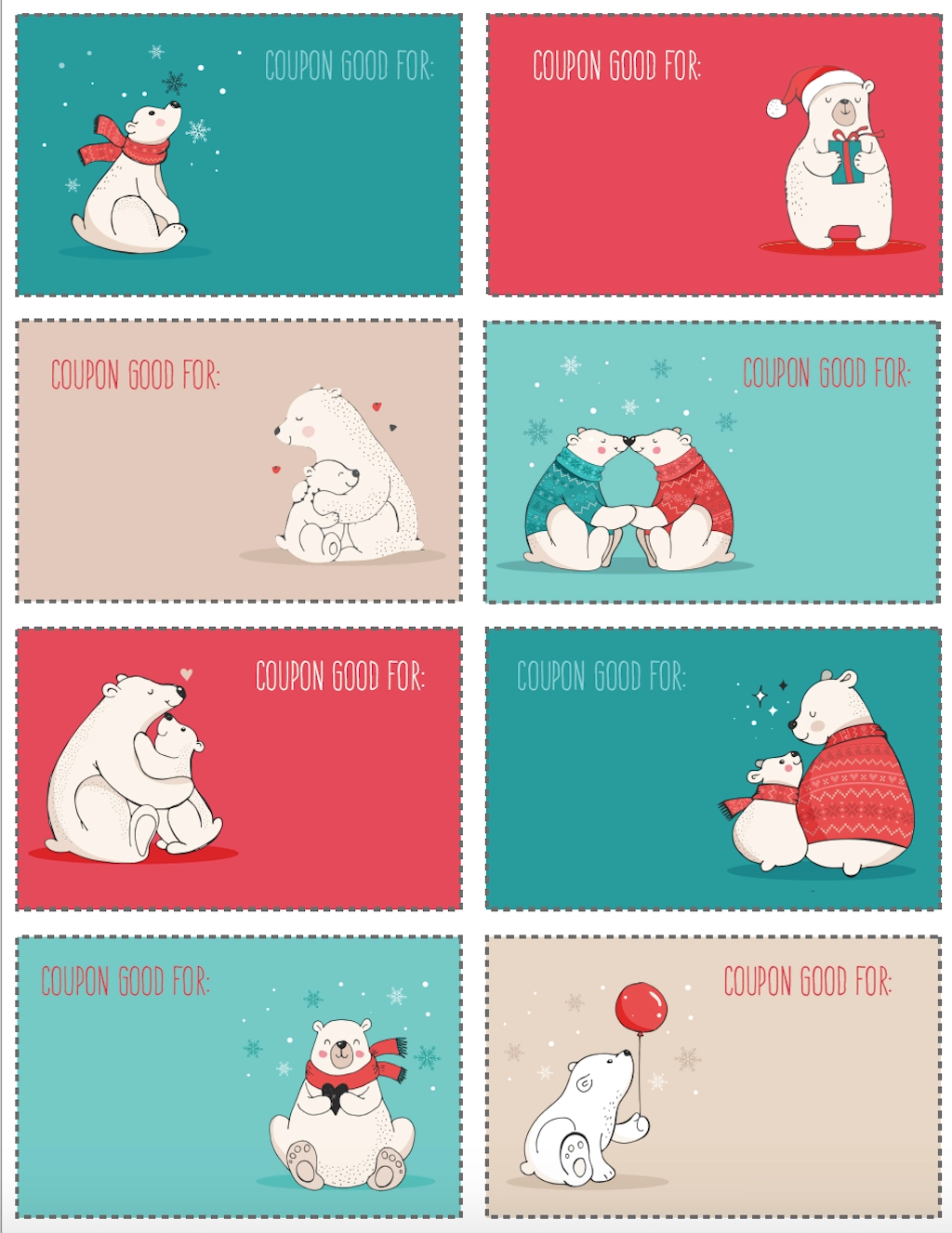 Free Printable Blank Christmas Coupons