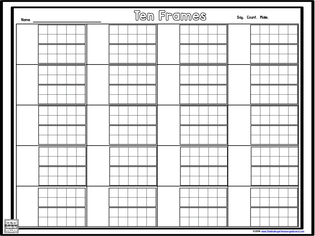 Printable Blank 10 Frame Cards