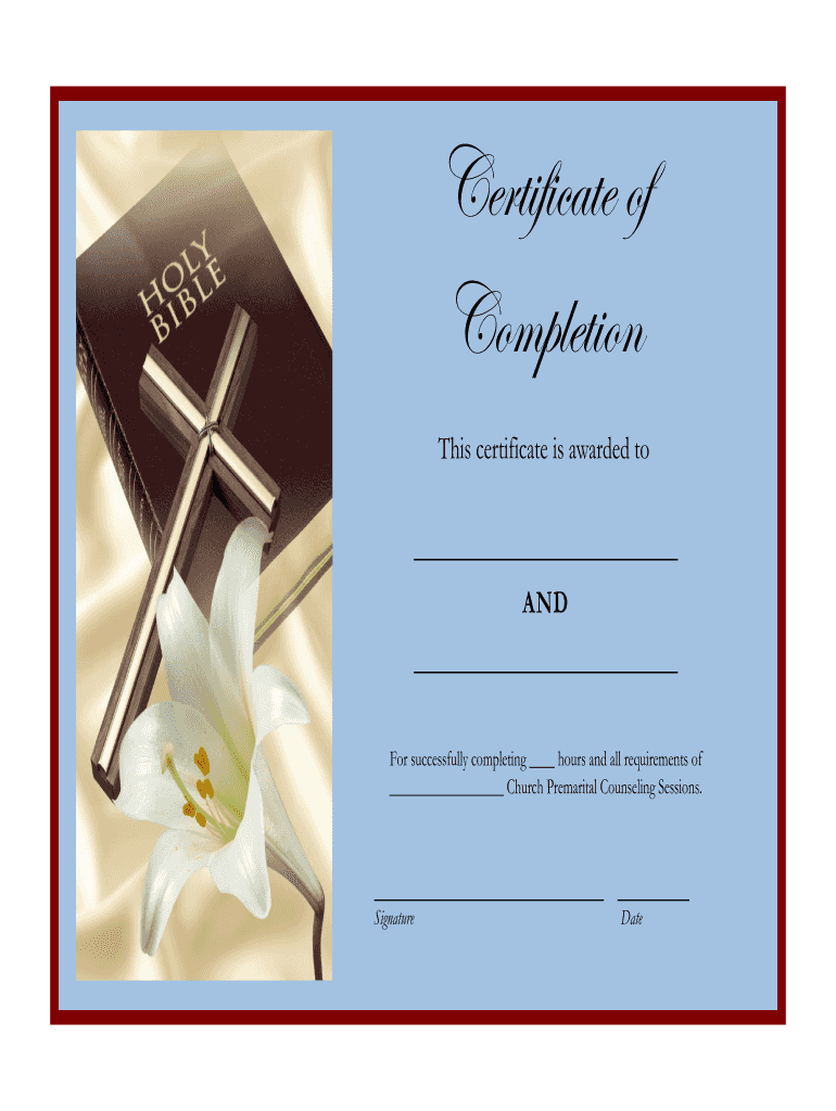 Printable Blank Premarital Certificate Template