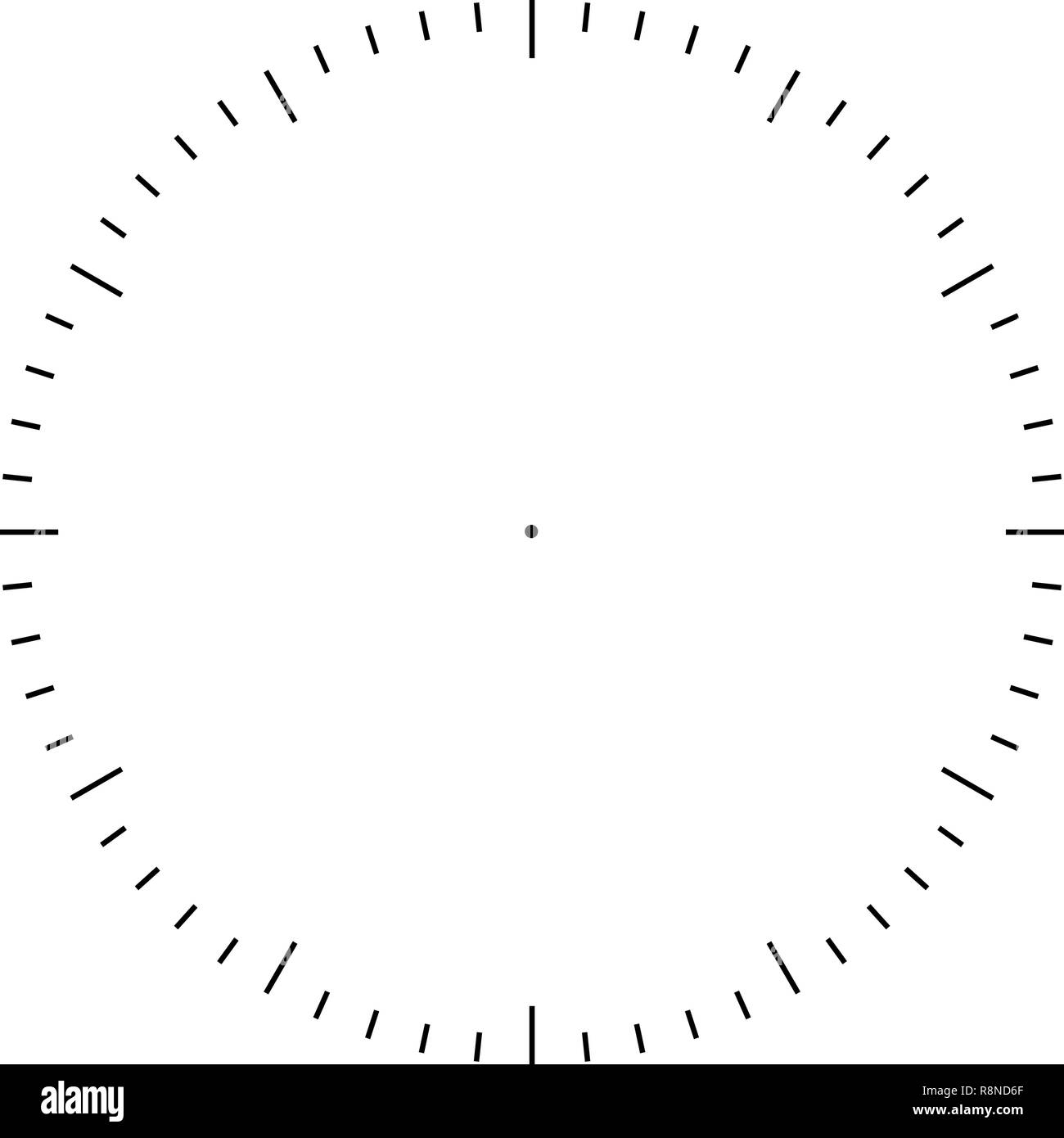 Clock Face Blank Template Hours And Seconds Division Marks Stock 