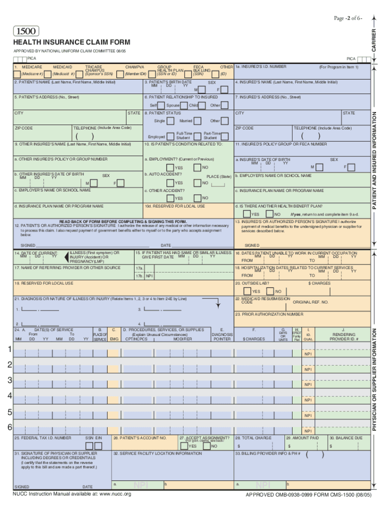 Printable Blank Cms 1500 Form