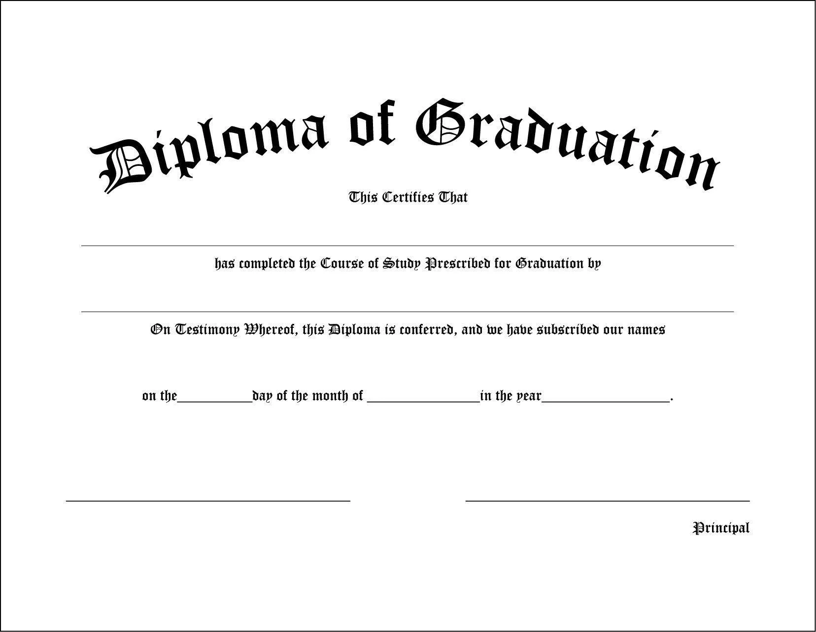 Blank Printable High School Diploma