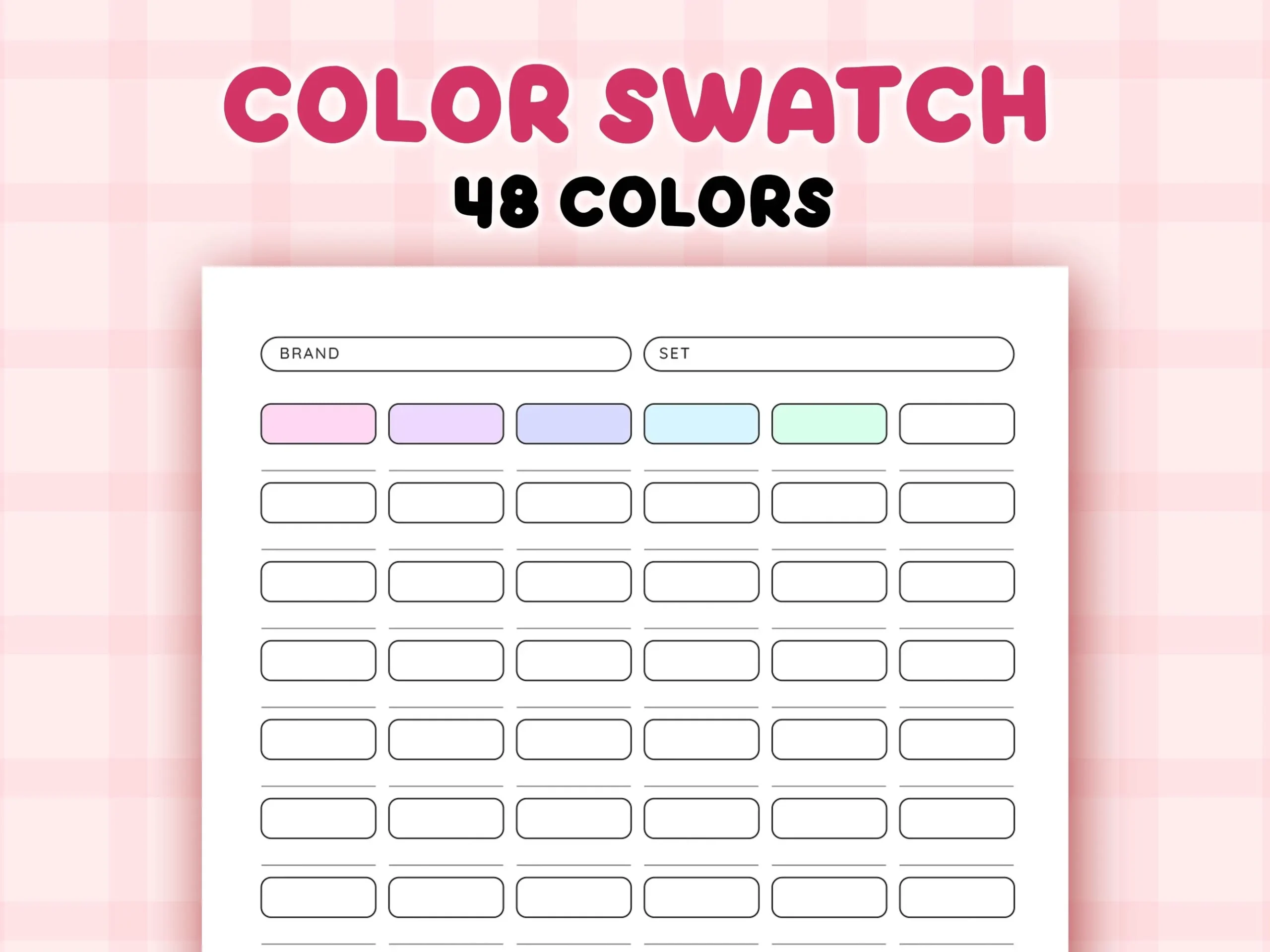 Printable Blank Color Chart