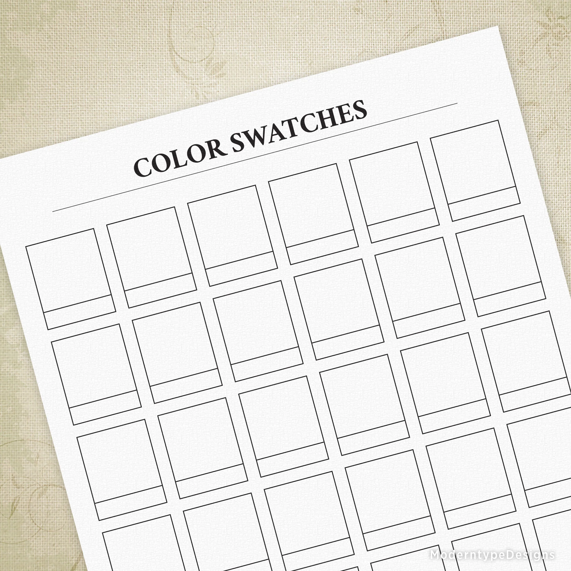 Blank Color Swatch Printable