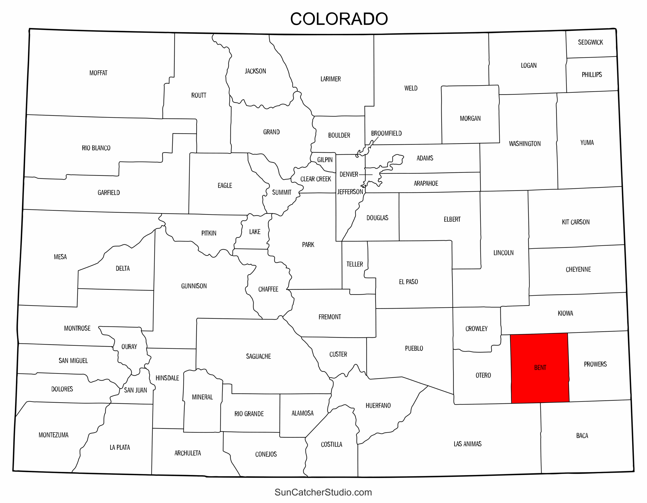 Printable Colorado County Map Blank