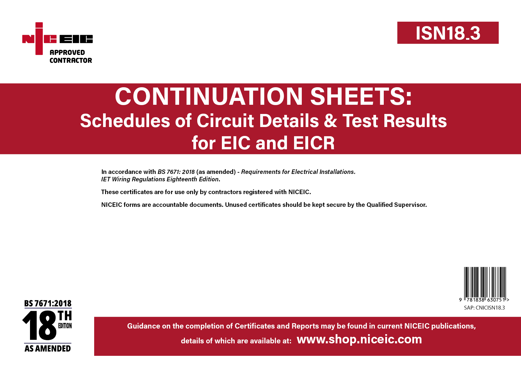 Continuation Sheets Schedules Of Circuit Details amp Test Results 18 3