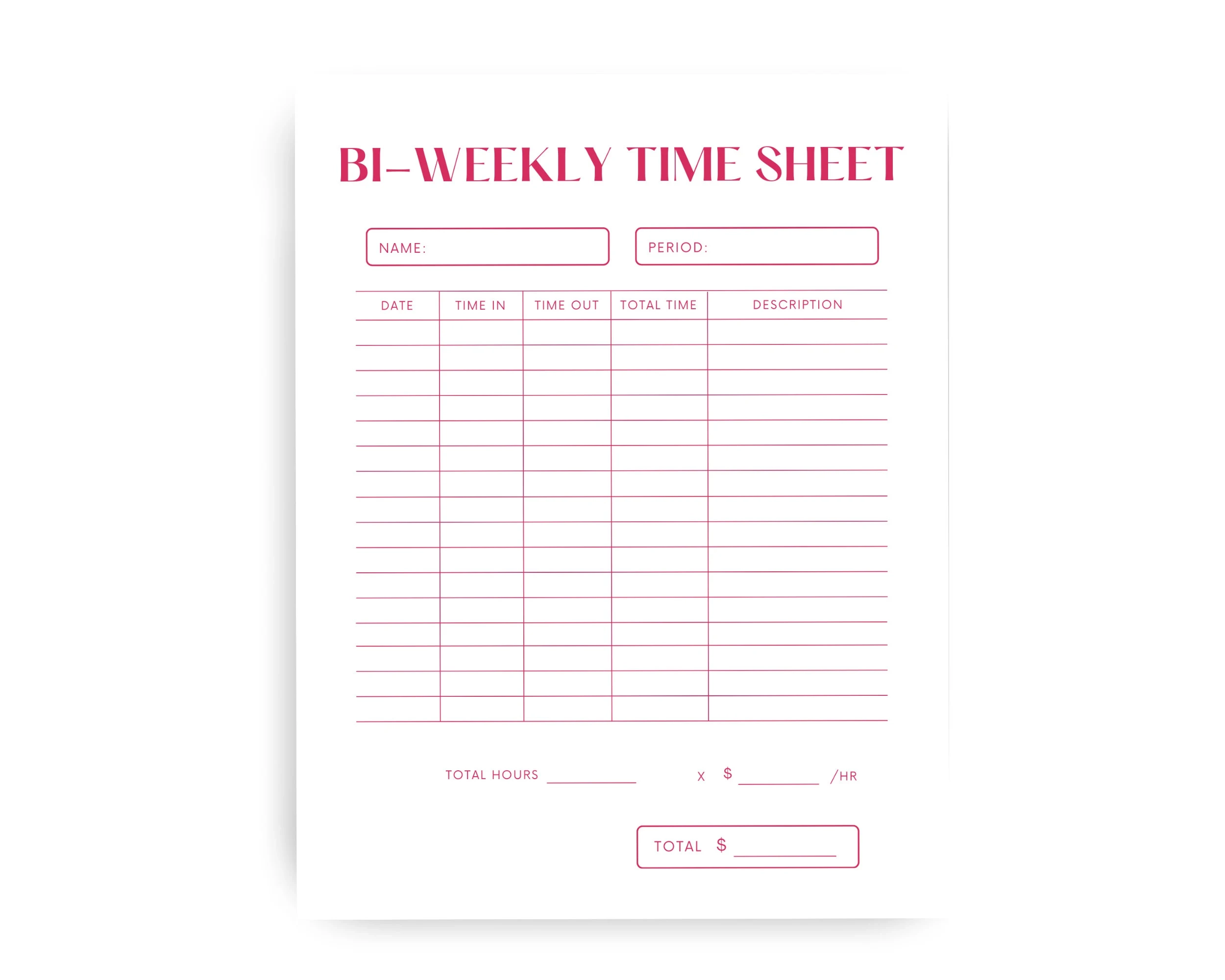 Blank Printable Timecare Slip