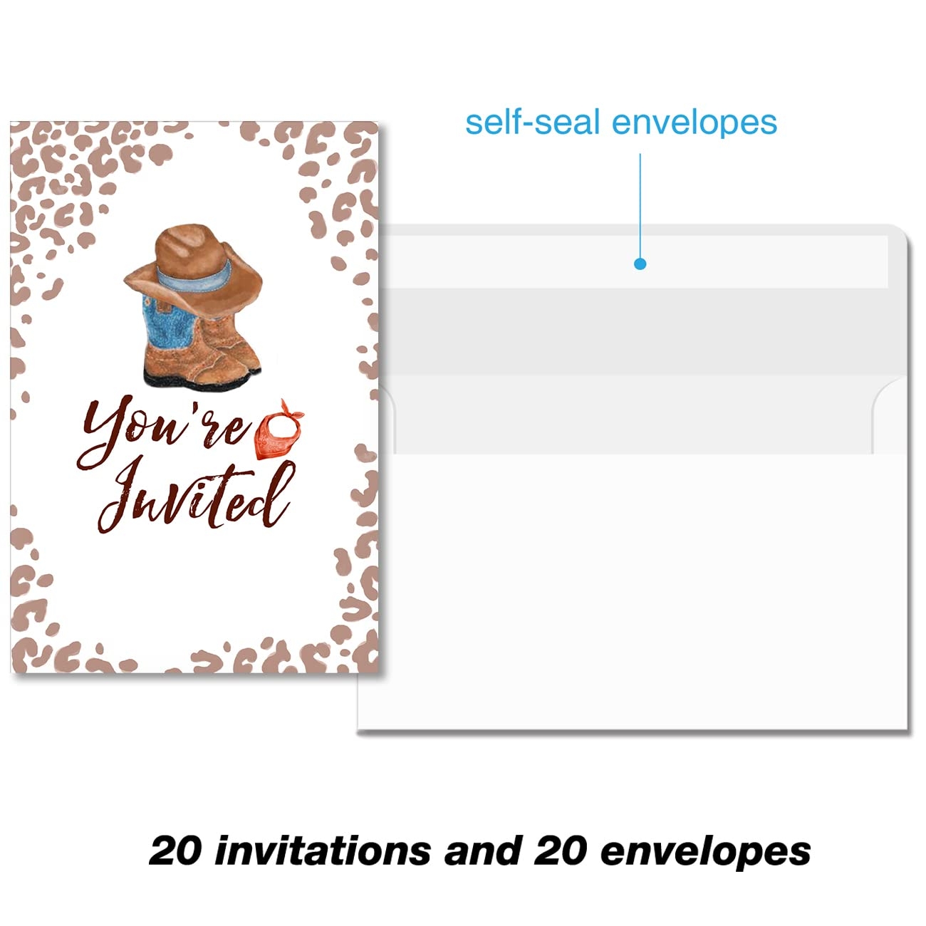 Country Cowboy Baby Shower Party Invitations With Envelopes Pack 