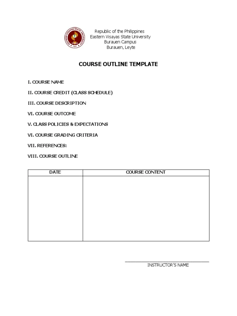 Course Outline Template PDF