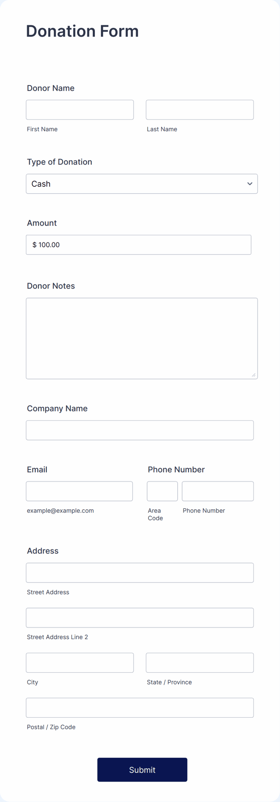Create Free Donation Forms Donation Form Templates Jotform