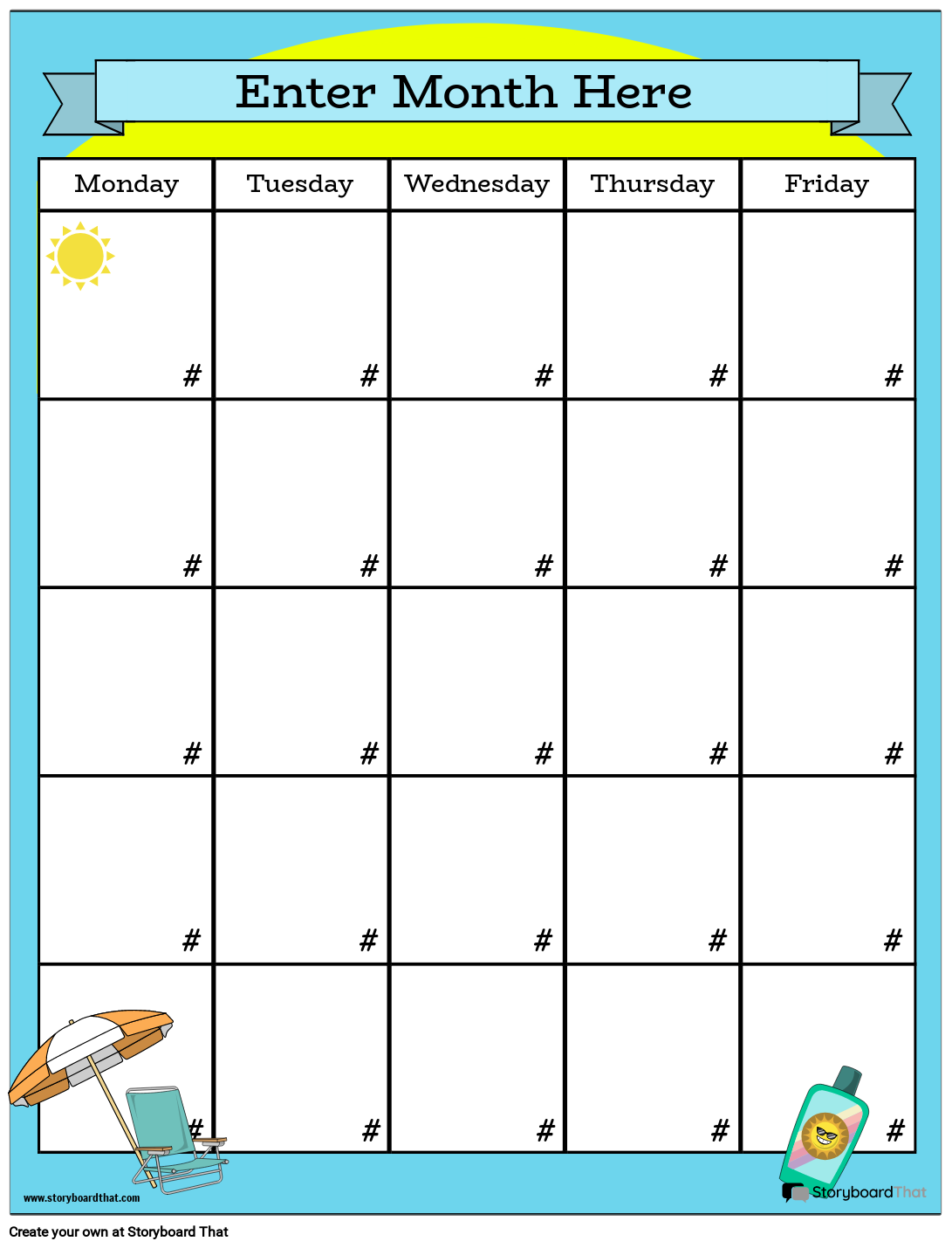 Blank Printable Calendar Elementary