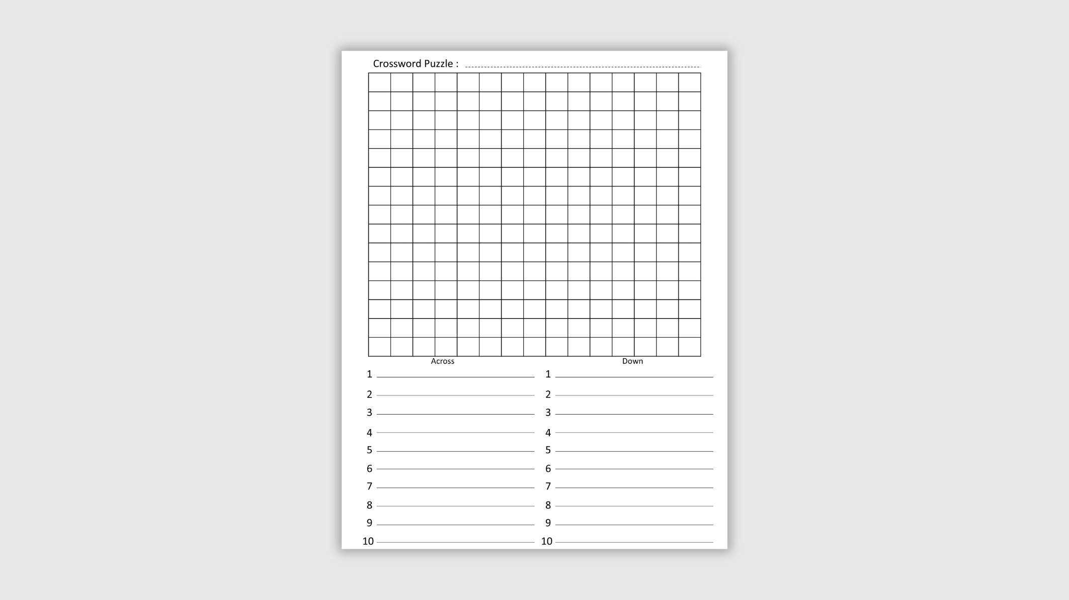 Crossword Puzzle Blank Template Create Your Own Puzzles Easily 