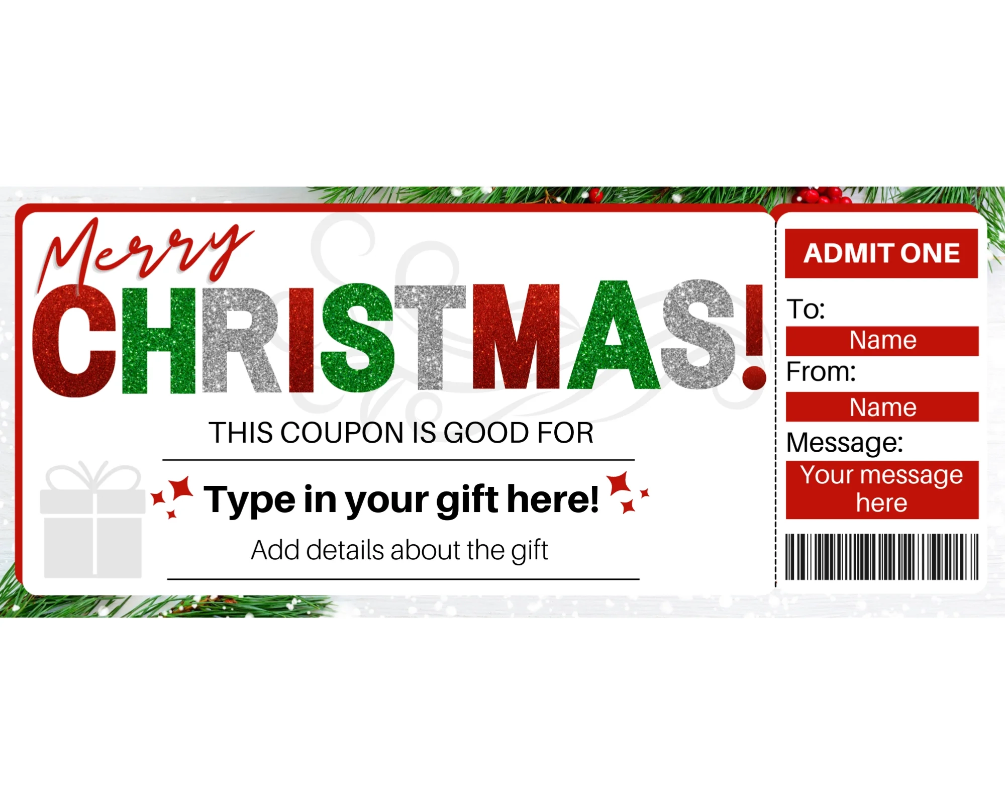 Blank Christmas Coupon Printable