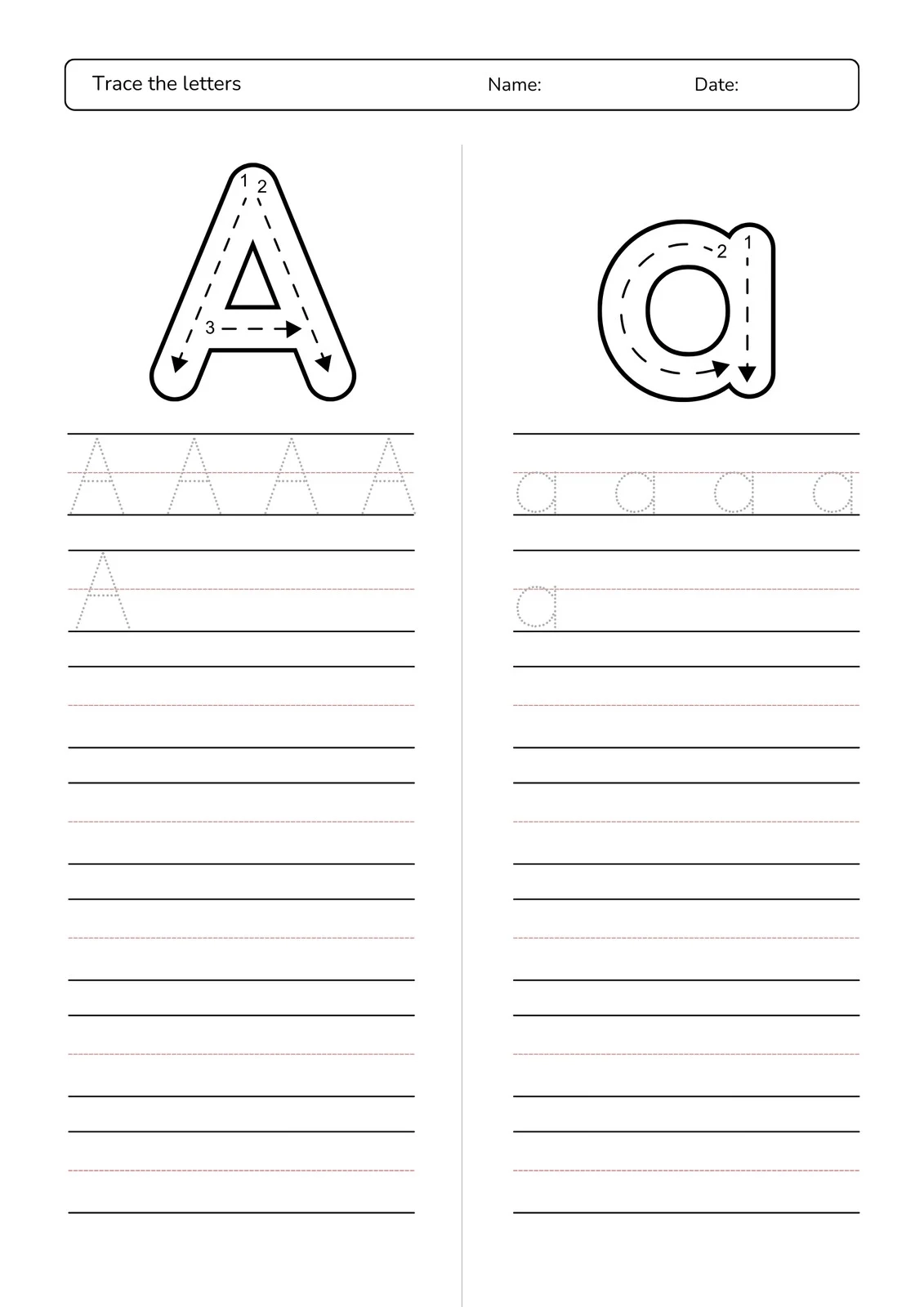 Blank Letter Tracing Printables