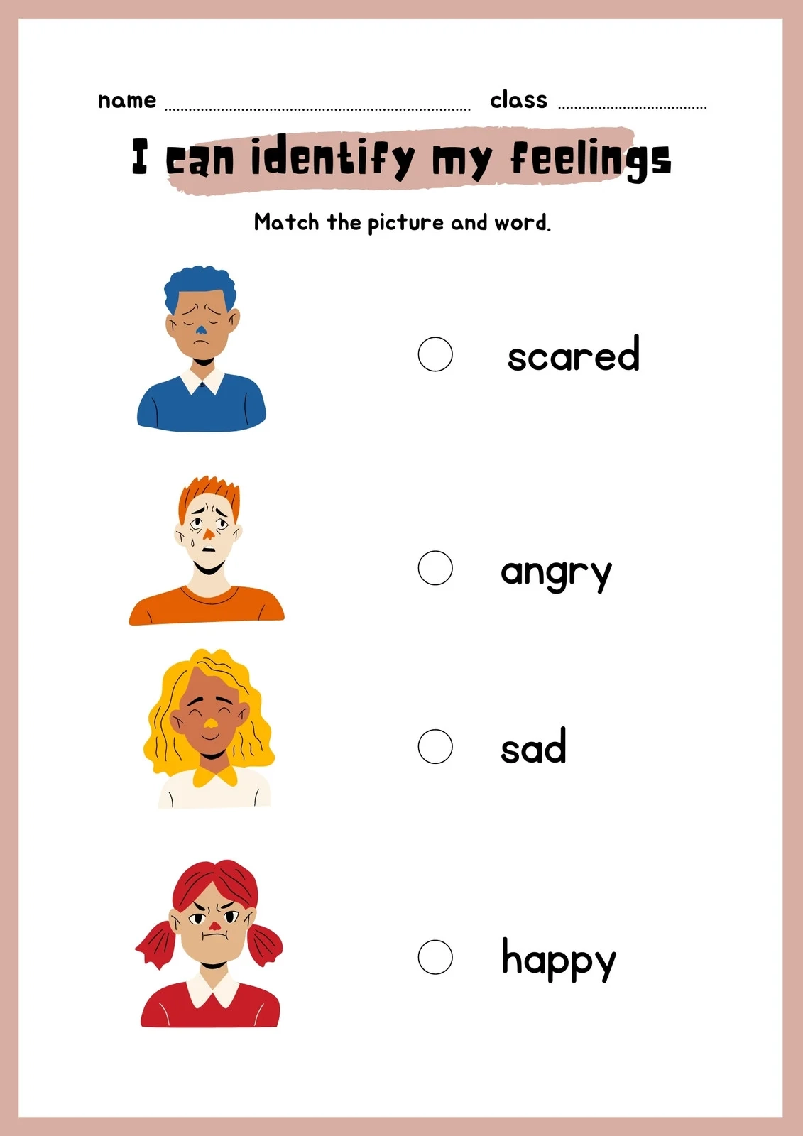 Emotions Opposites Blank Faces Printable