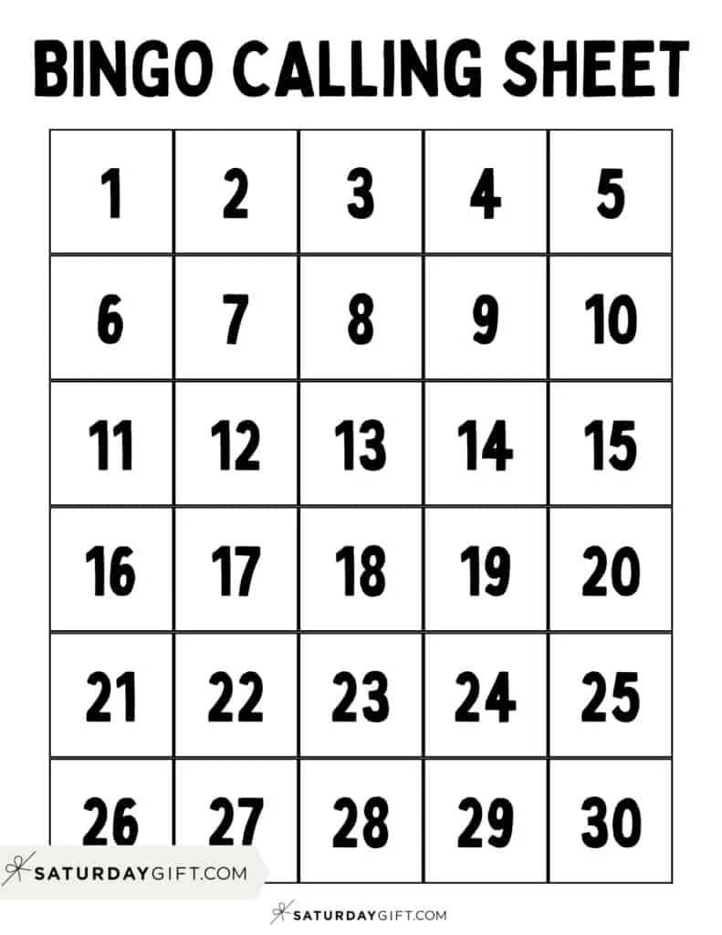 Cute amp Free Printable Bingo Cards 30 Cards Calling Sheet 