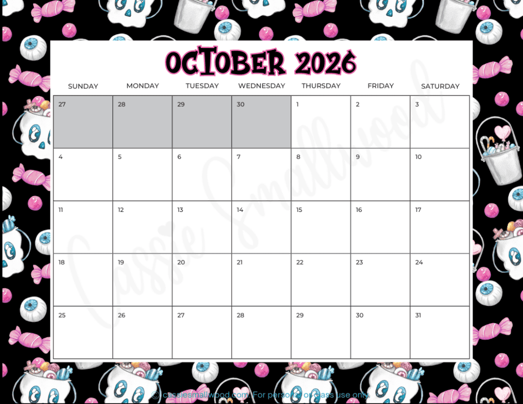 Blank Calendar 2026 Printable Cute