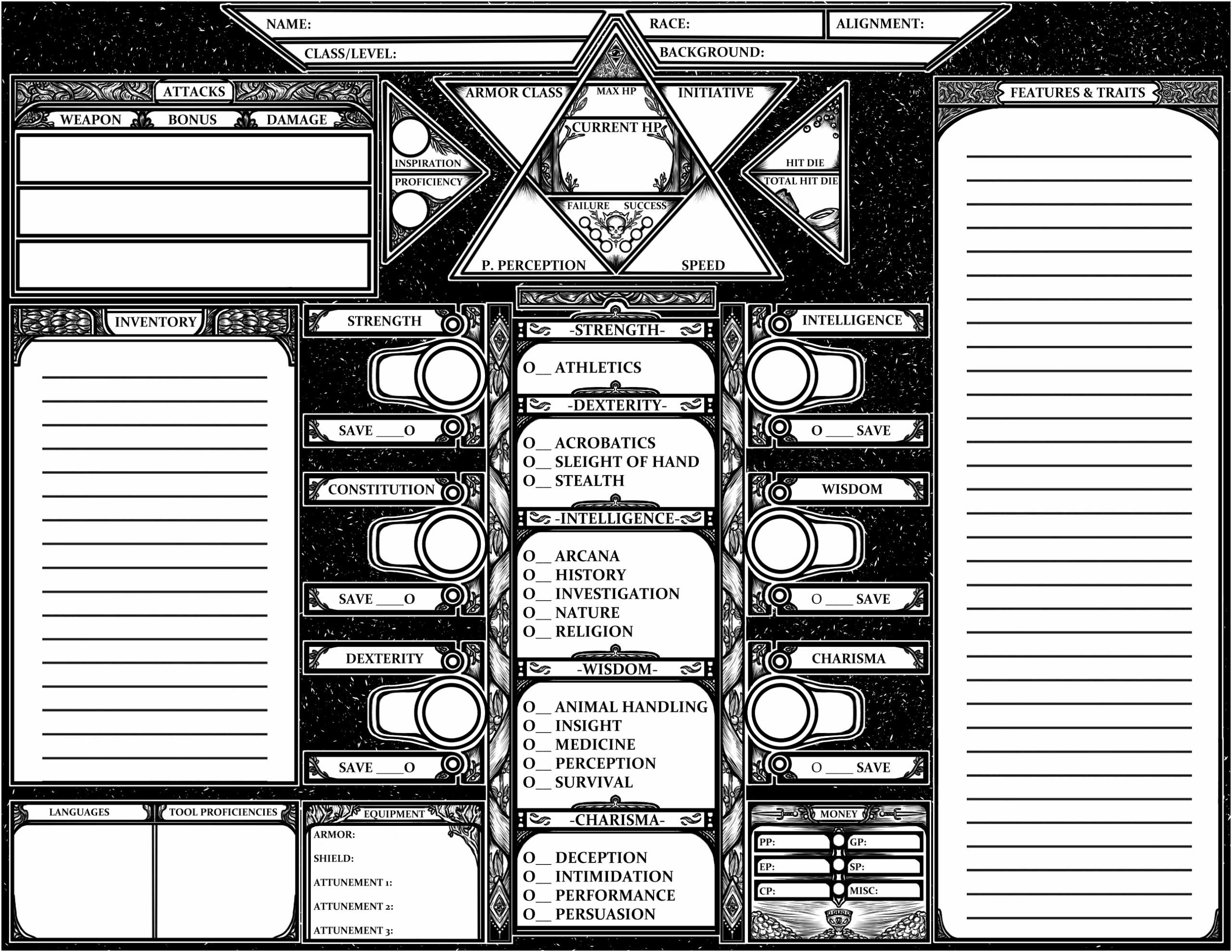 Blank Character Sheet 5e Printable