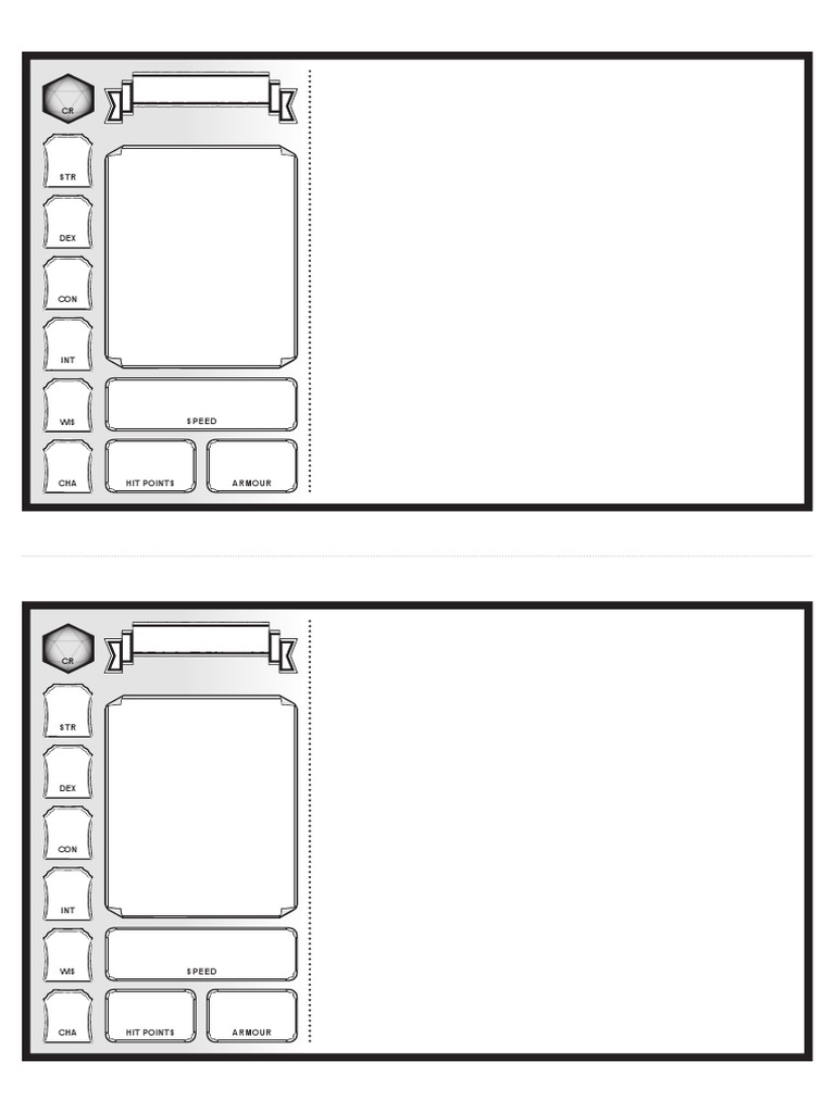 DD 5e Monster Cards Blank Printable 28670103 PDF Worksheets 
