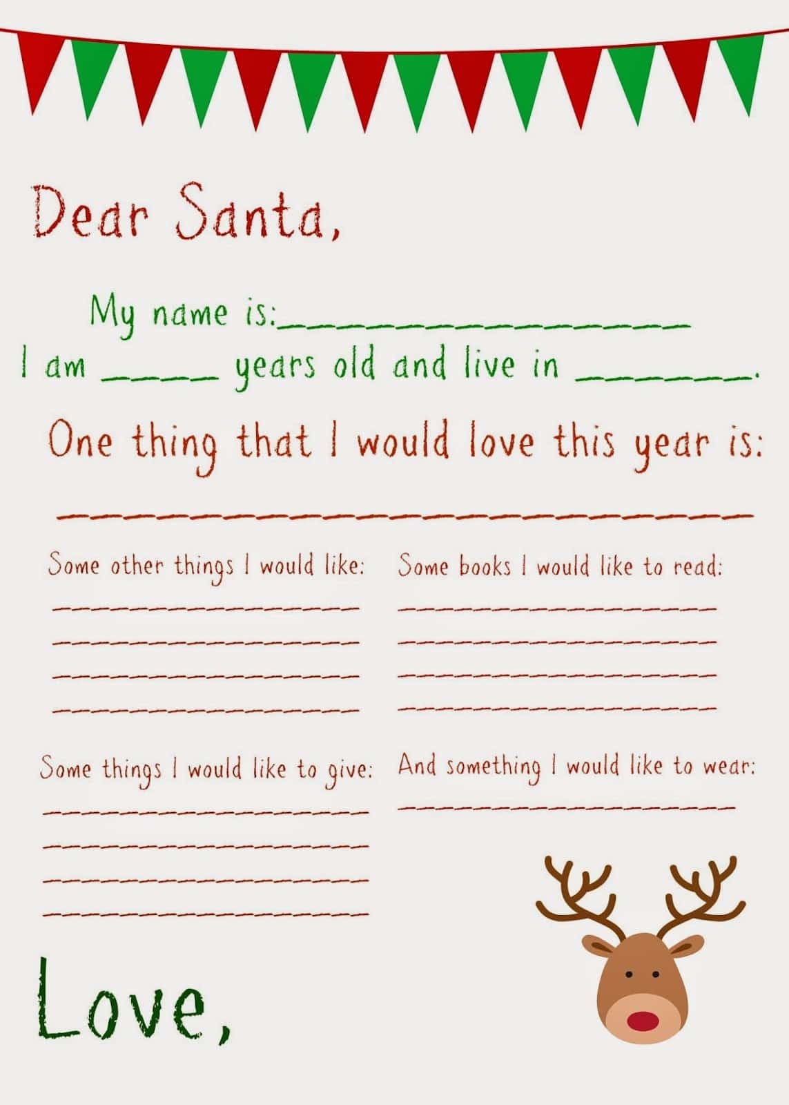 Blank Printable Letter To Santa