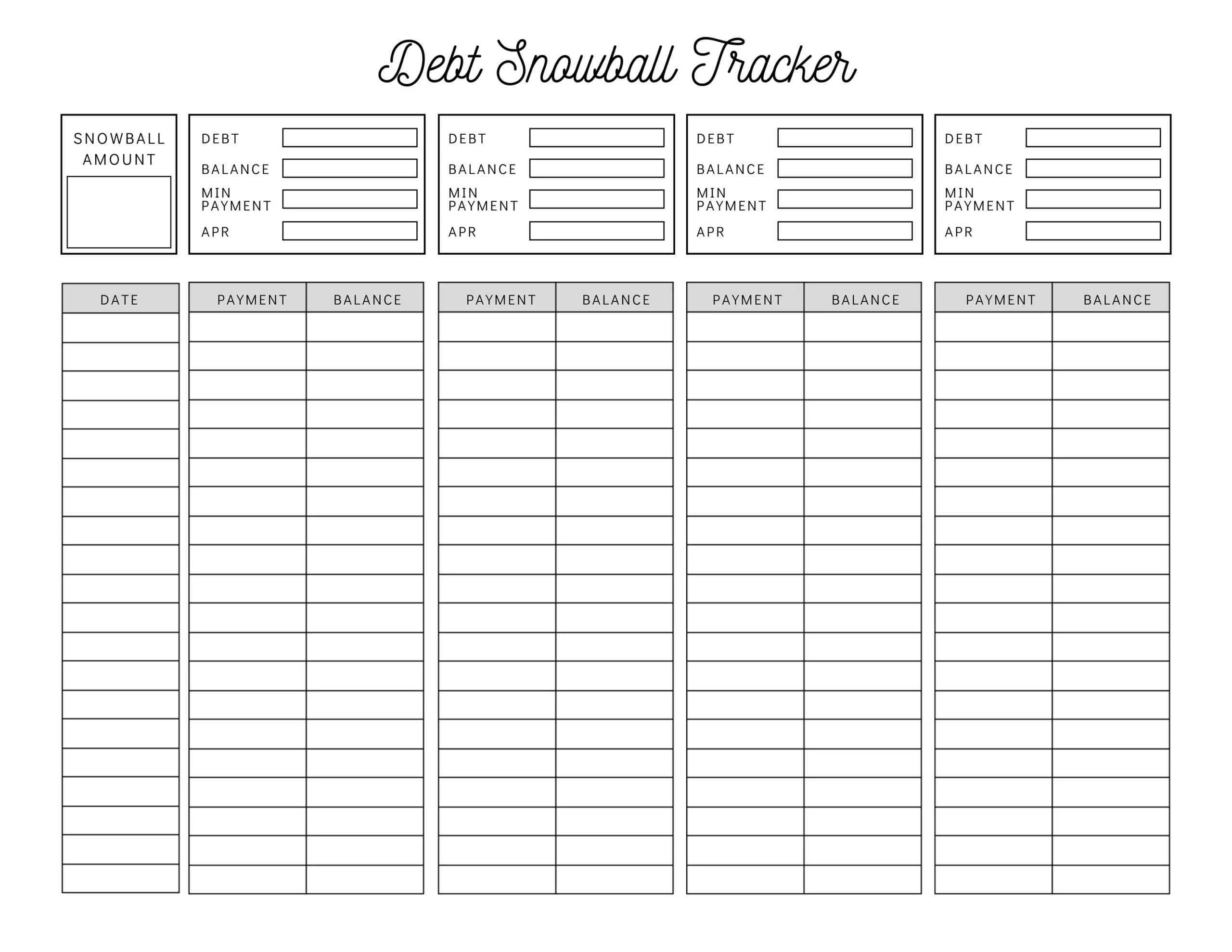 Blank Debts Owed Printable Sheet