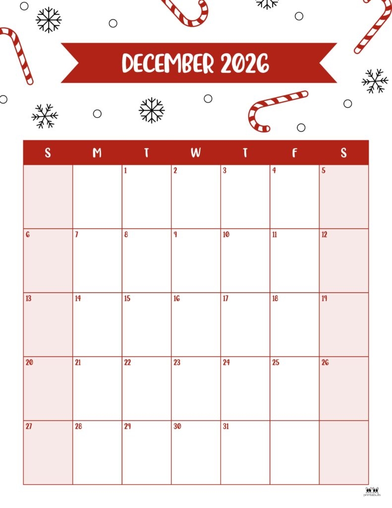 Blank 2026 Printable Advent Calendar