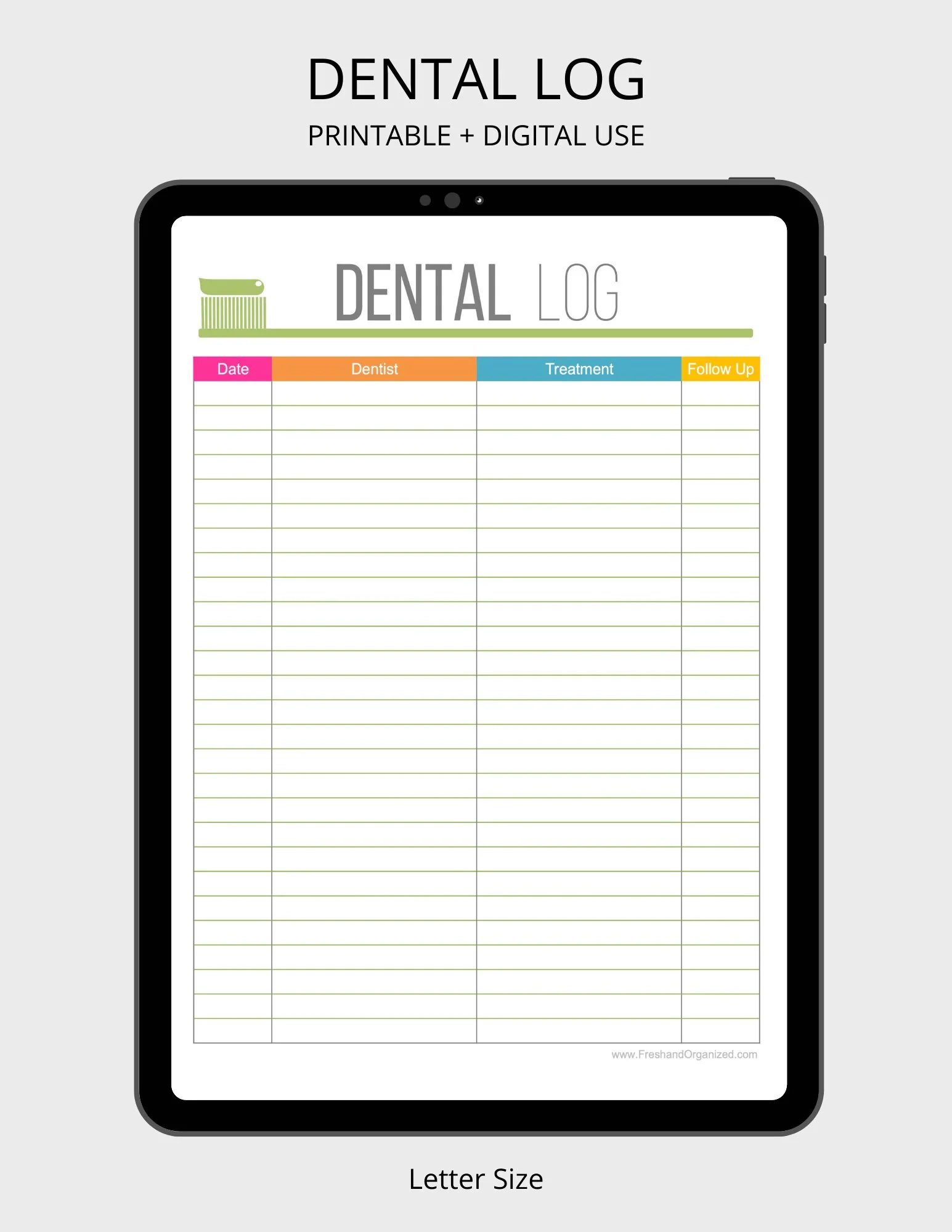 Dental Care Log Health And Medical Printable Organized 