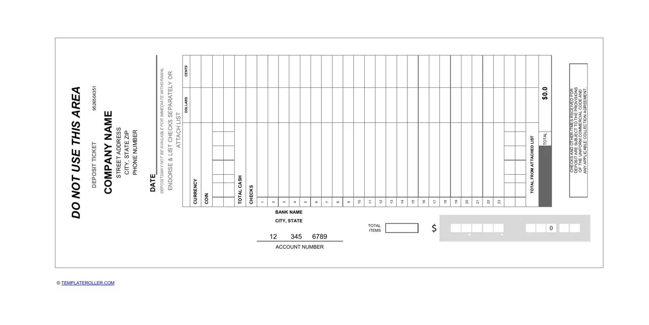 Printable Blank Chase Deposit Slip