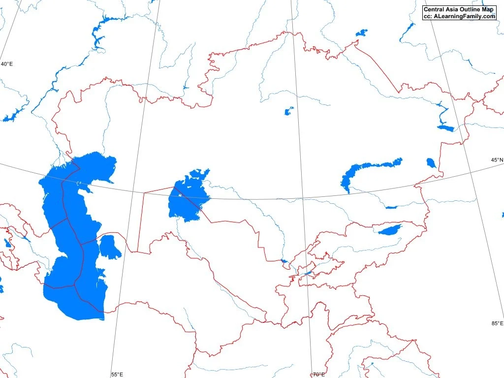 Detailed Printable Central Asia Map