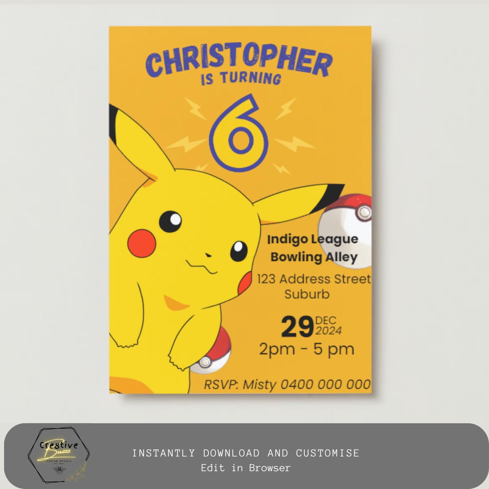 Detective Pikachu Invitations Etsy