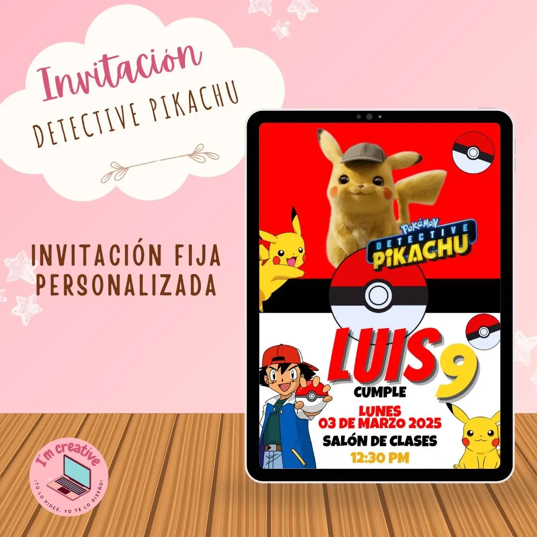 Blank Printable Detective Pikachu Invites
