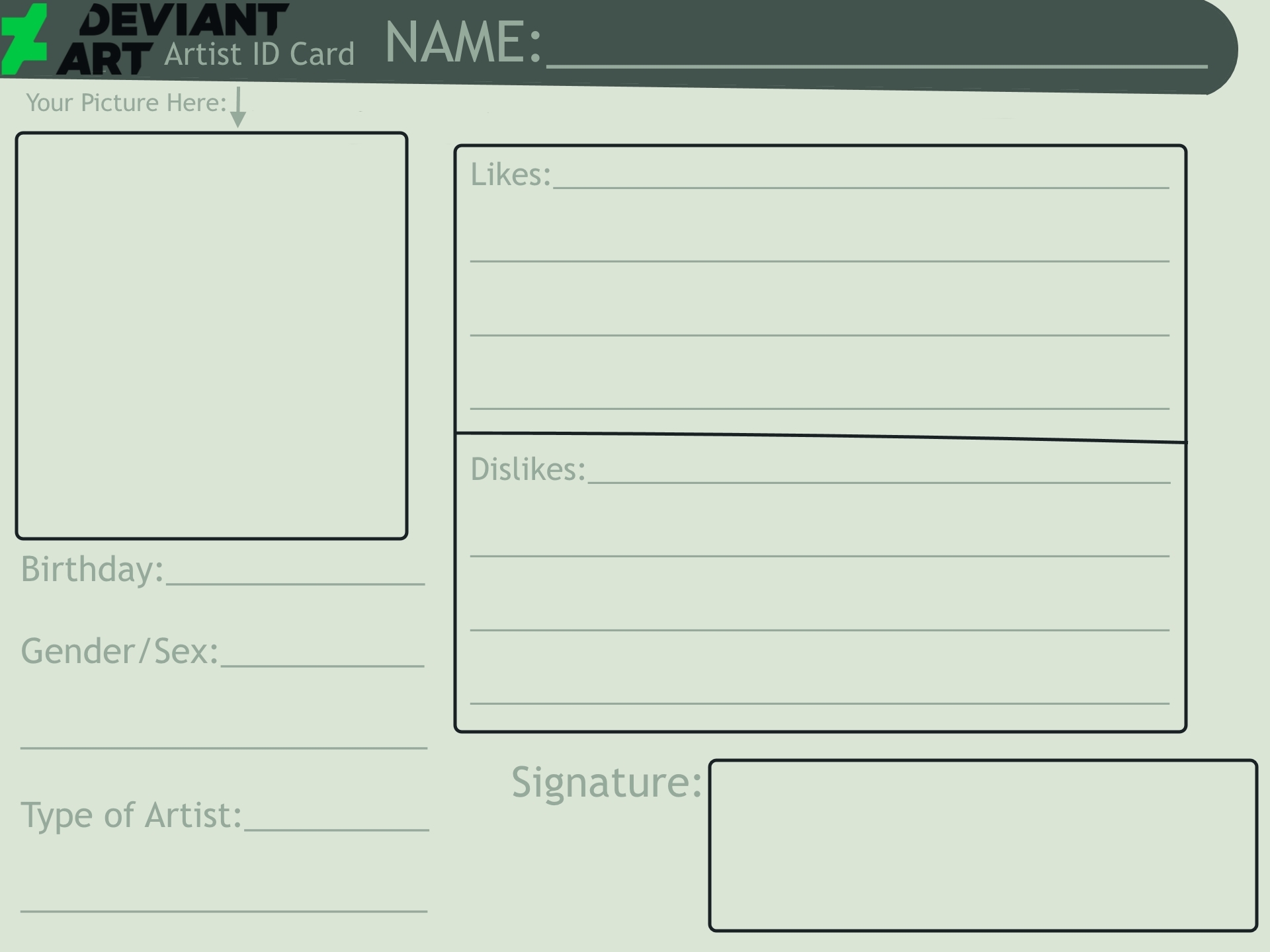 DeviantArt Artist ID Card Blank By SweetieSufiyah On DeviantArt