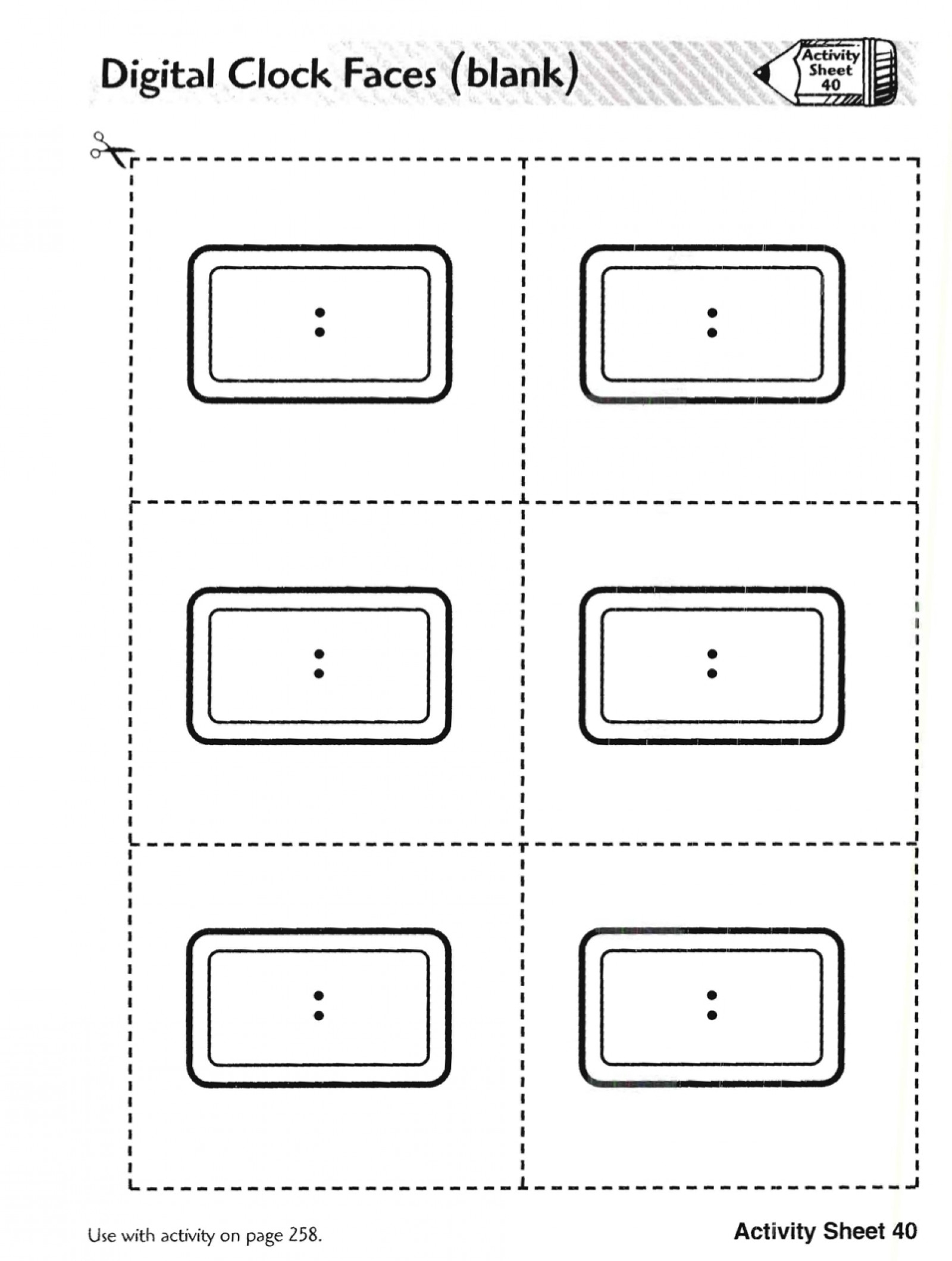 Printable Blank Digital Clock Worksheets
