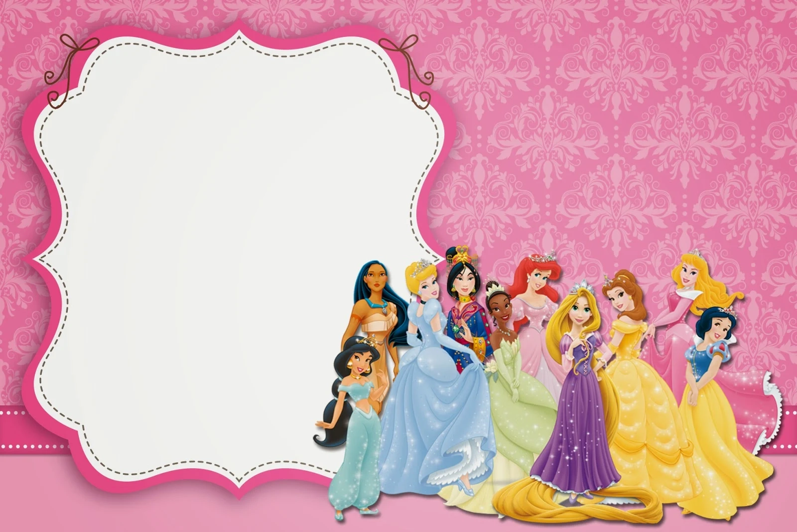 Disney Princess Blank Card Printable