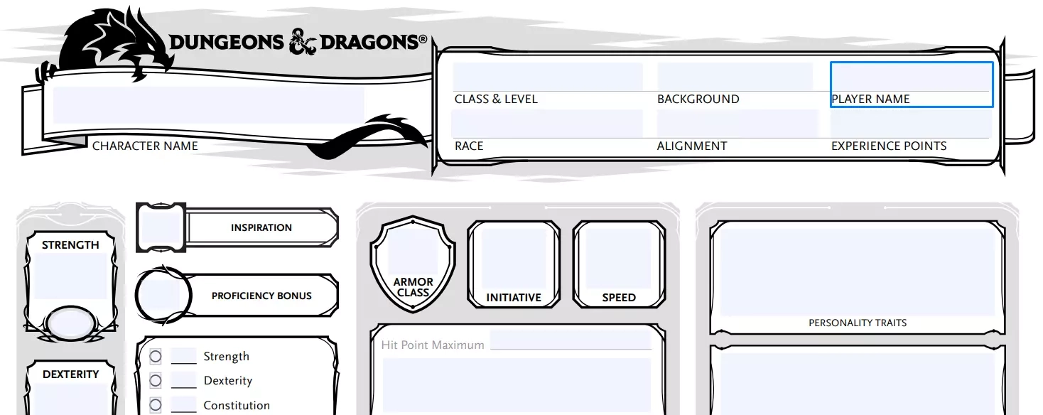 Printable Blank Dnd Character Sheets