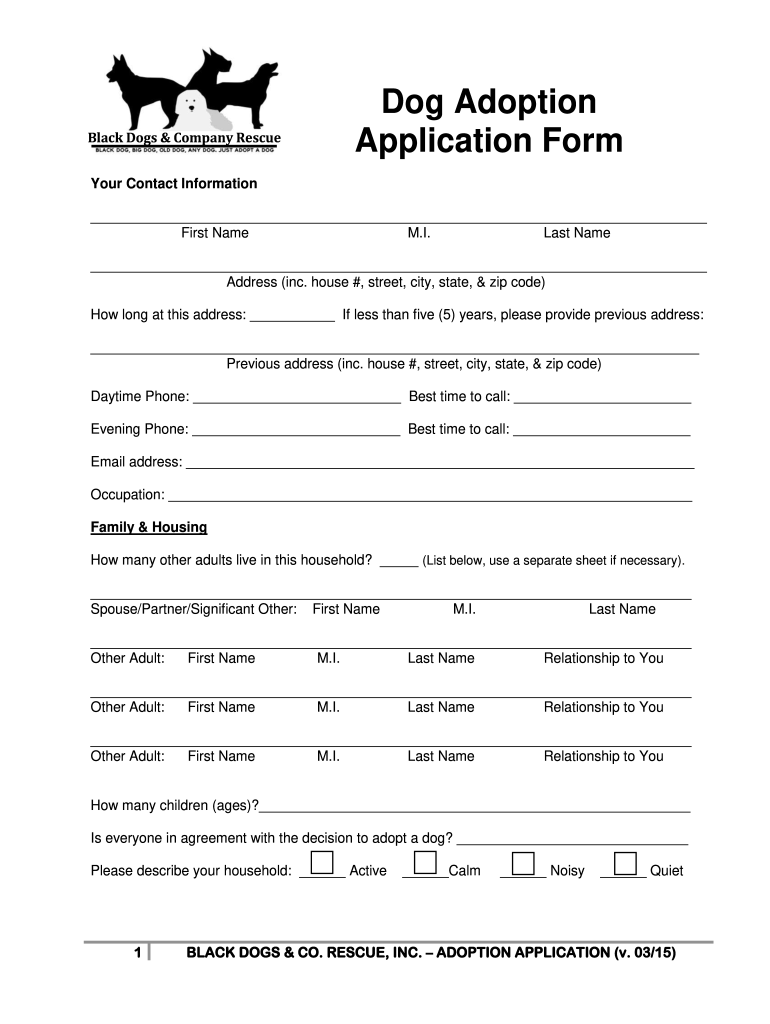 Dog Adoption Form Fill Out amp Sign Online DocHub
