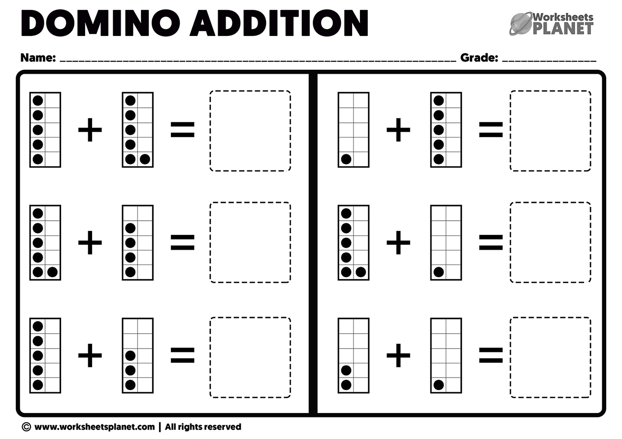 Domino Addition Worksheets Printable Math Worksheets