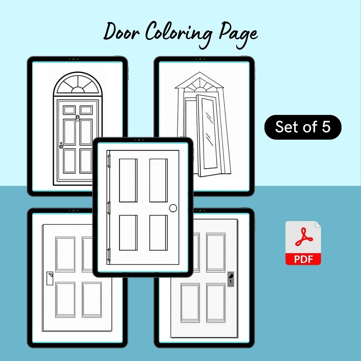Door Coloring Page Template Printable Blank PDF