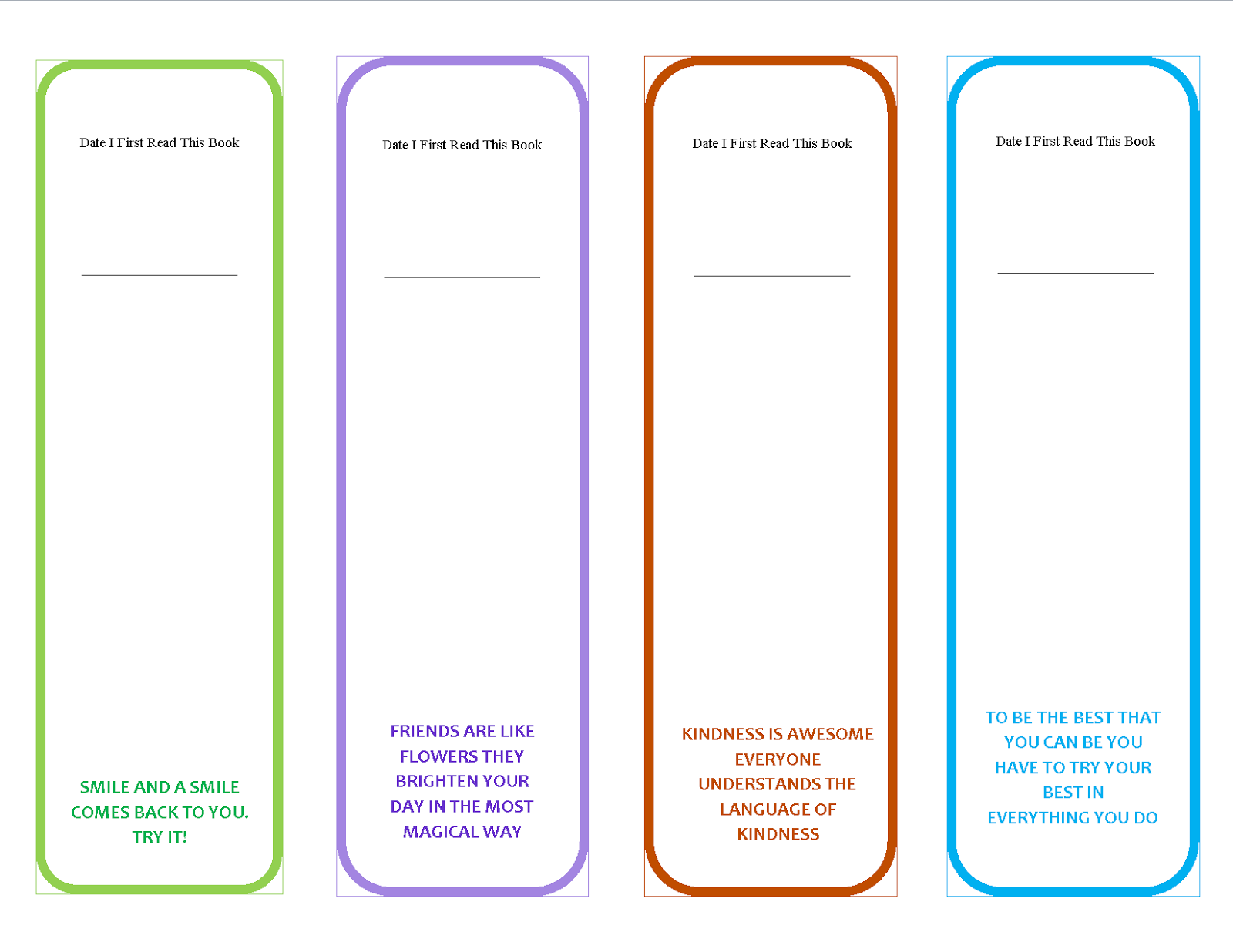 Blank Template For Bookmarks Printable