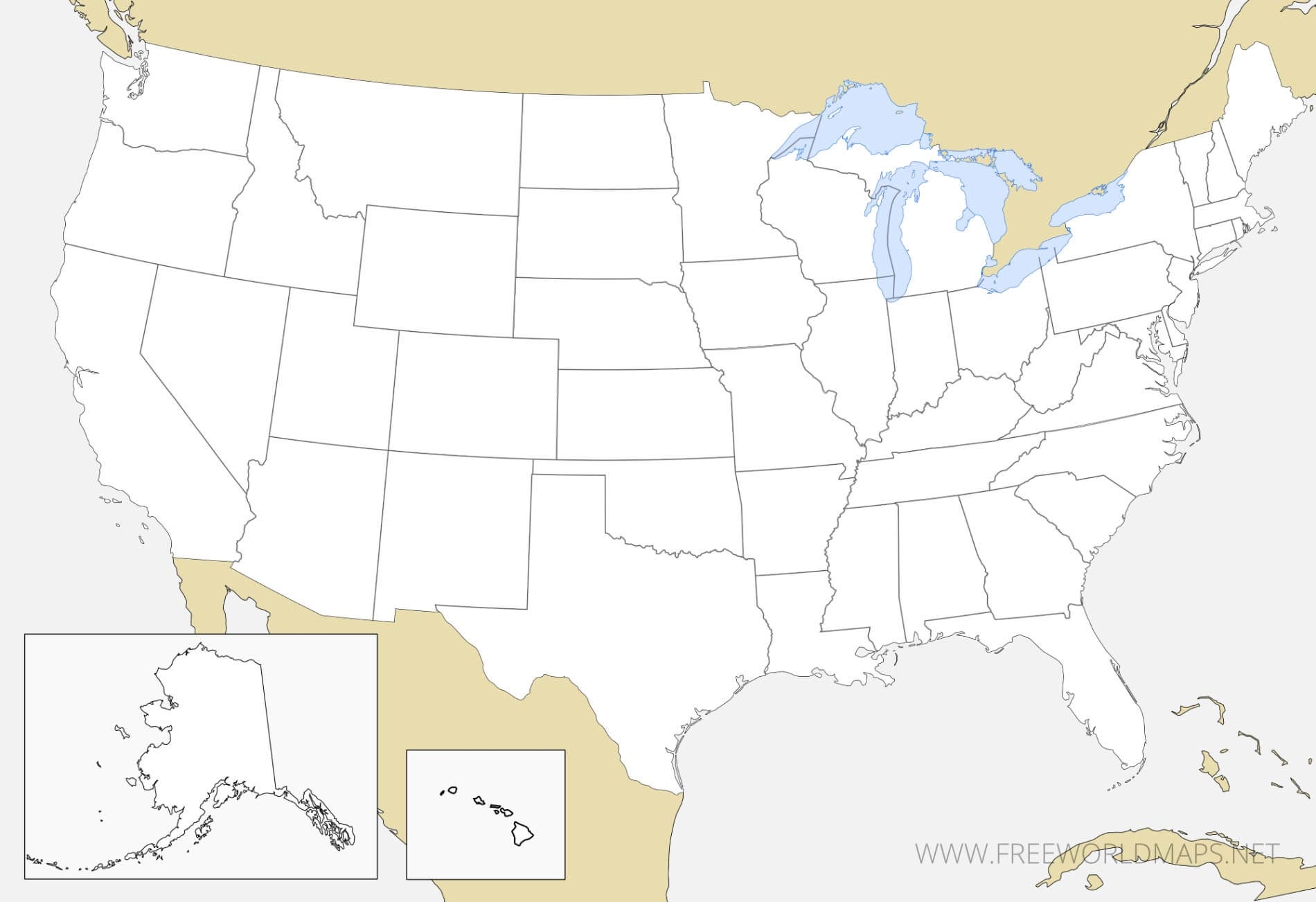 Blank Map Of Us Printable