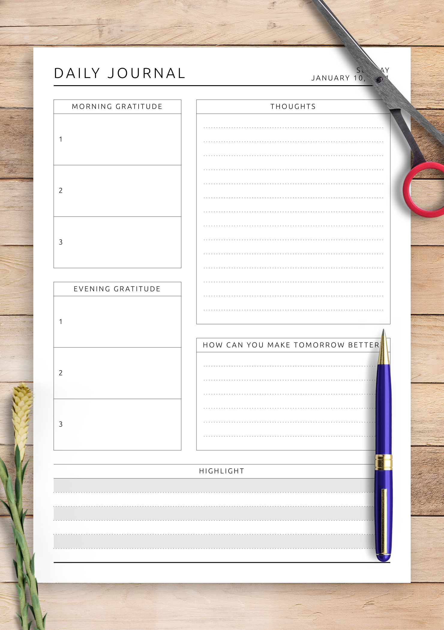 Printable Daily Blank Journal Pages