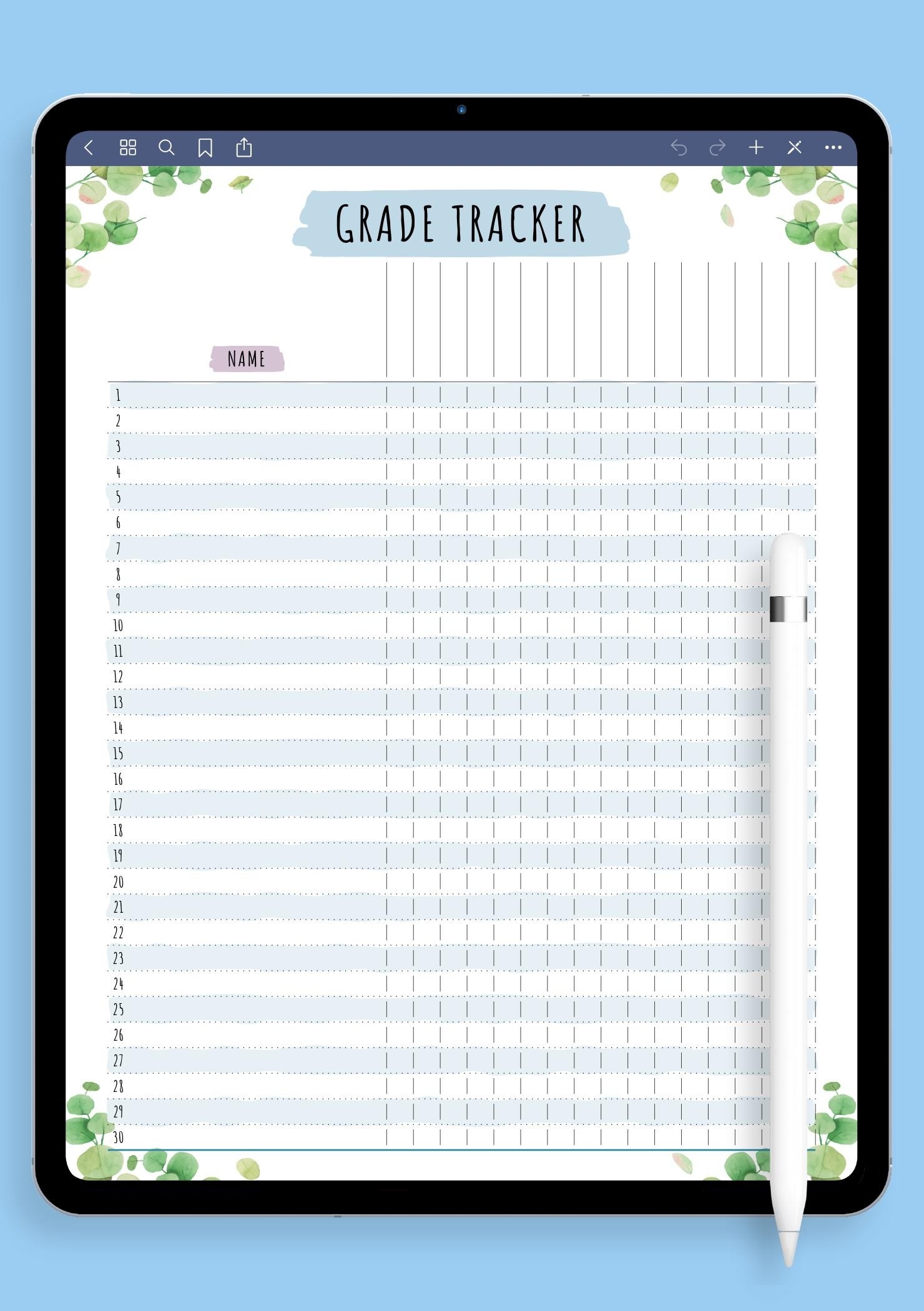Blank Gradebbok Template Free Printable