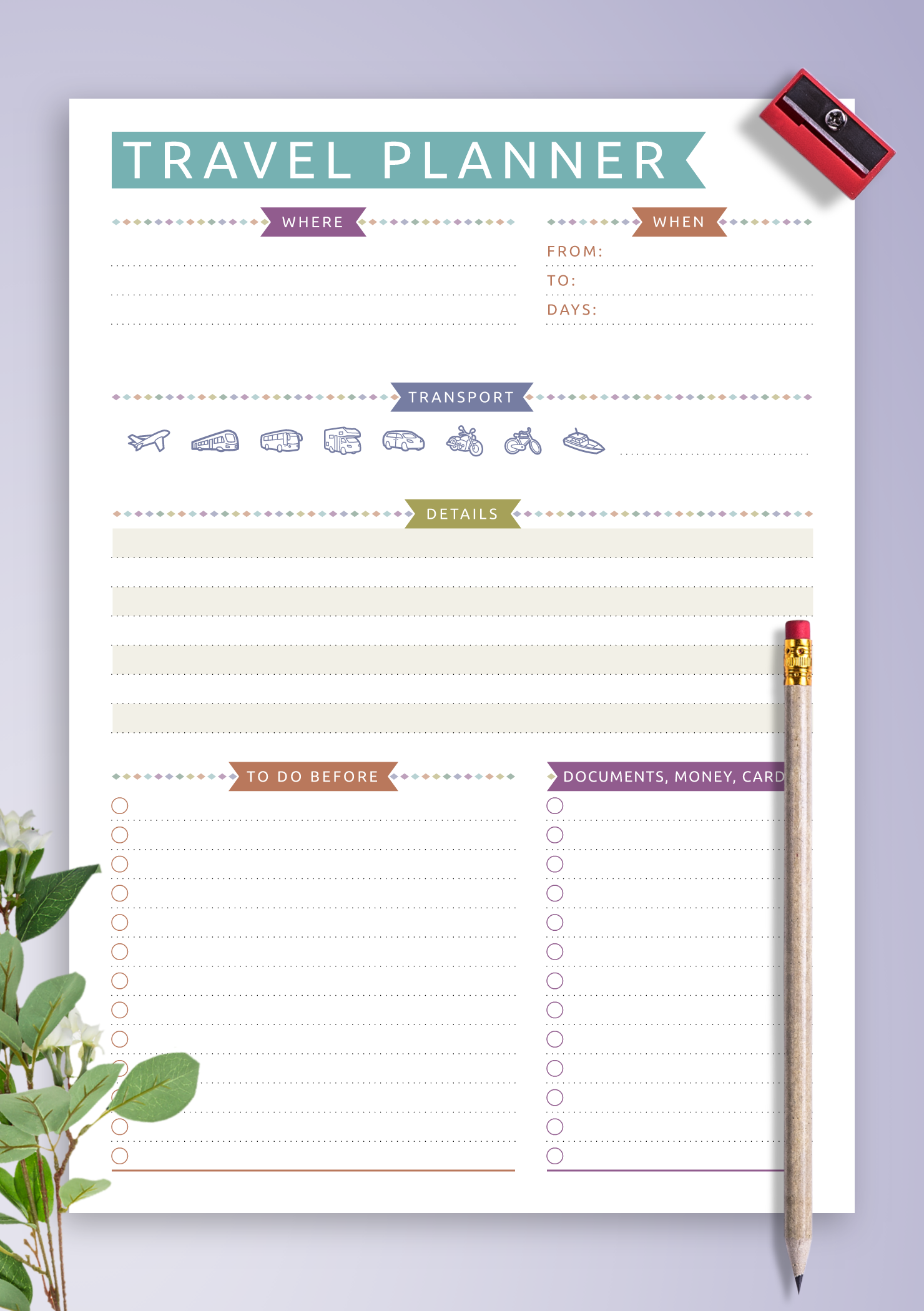 Printable Blank Calendar Travel