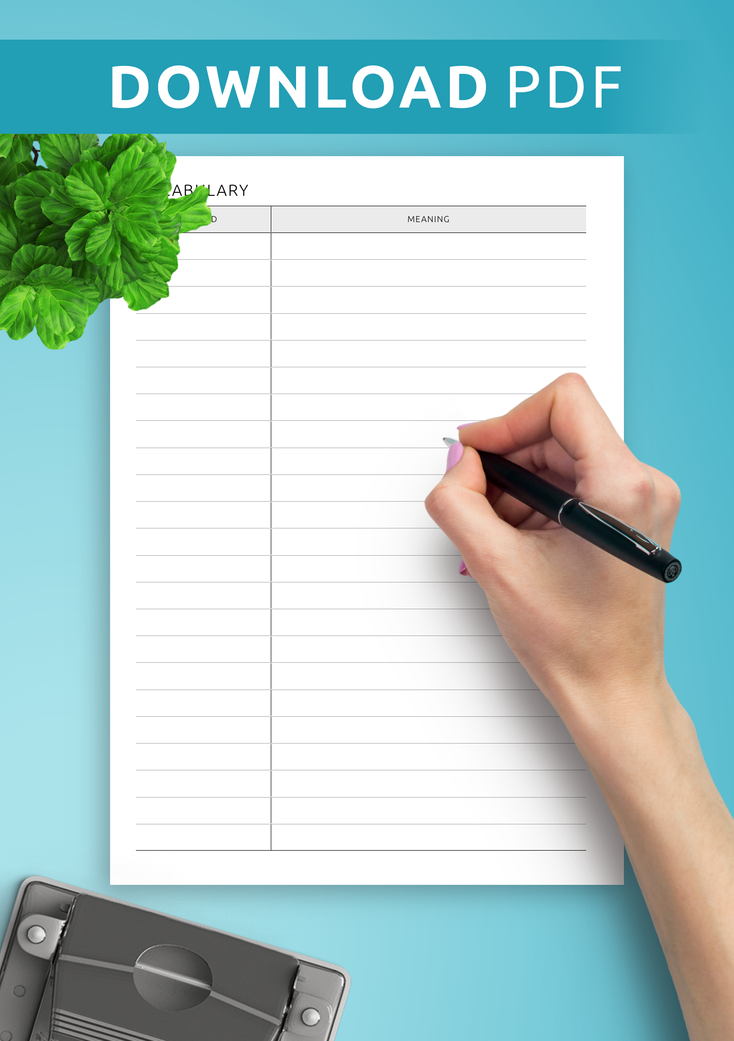 Download Printable Vocabulary amp Definitions Template PDF