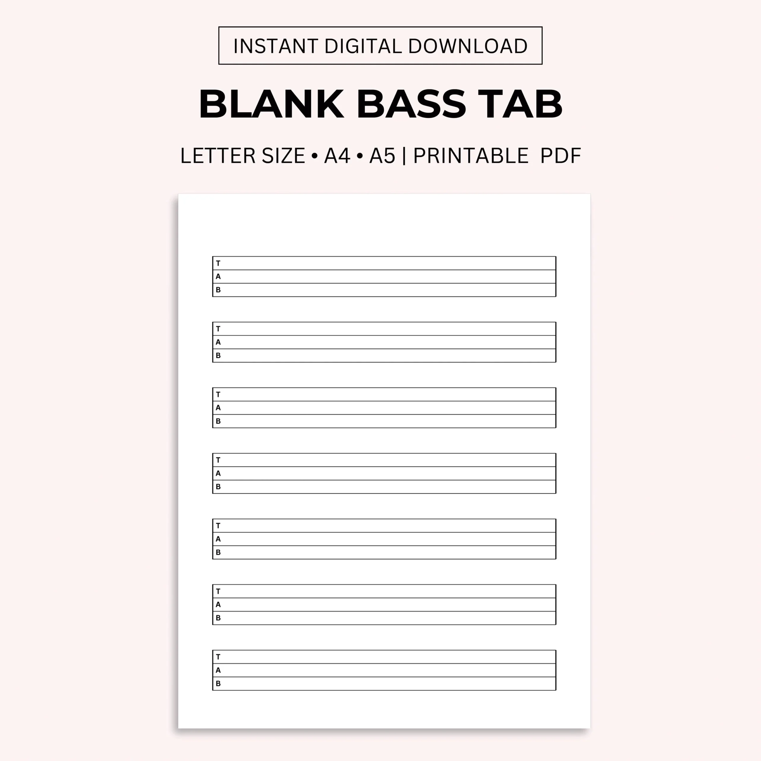 Printable Blank Bass Tab